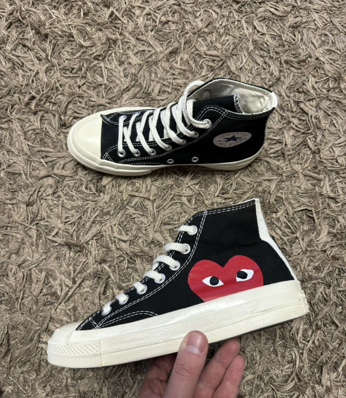 Comme des Garcons PLAY × Converse Comme Des Gacons Converse black high top 38 size Size US 8 / IT 38 - 1 Thumbnail