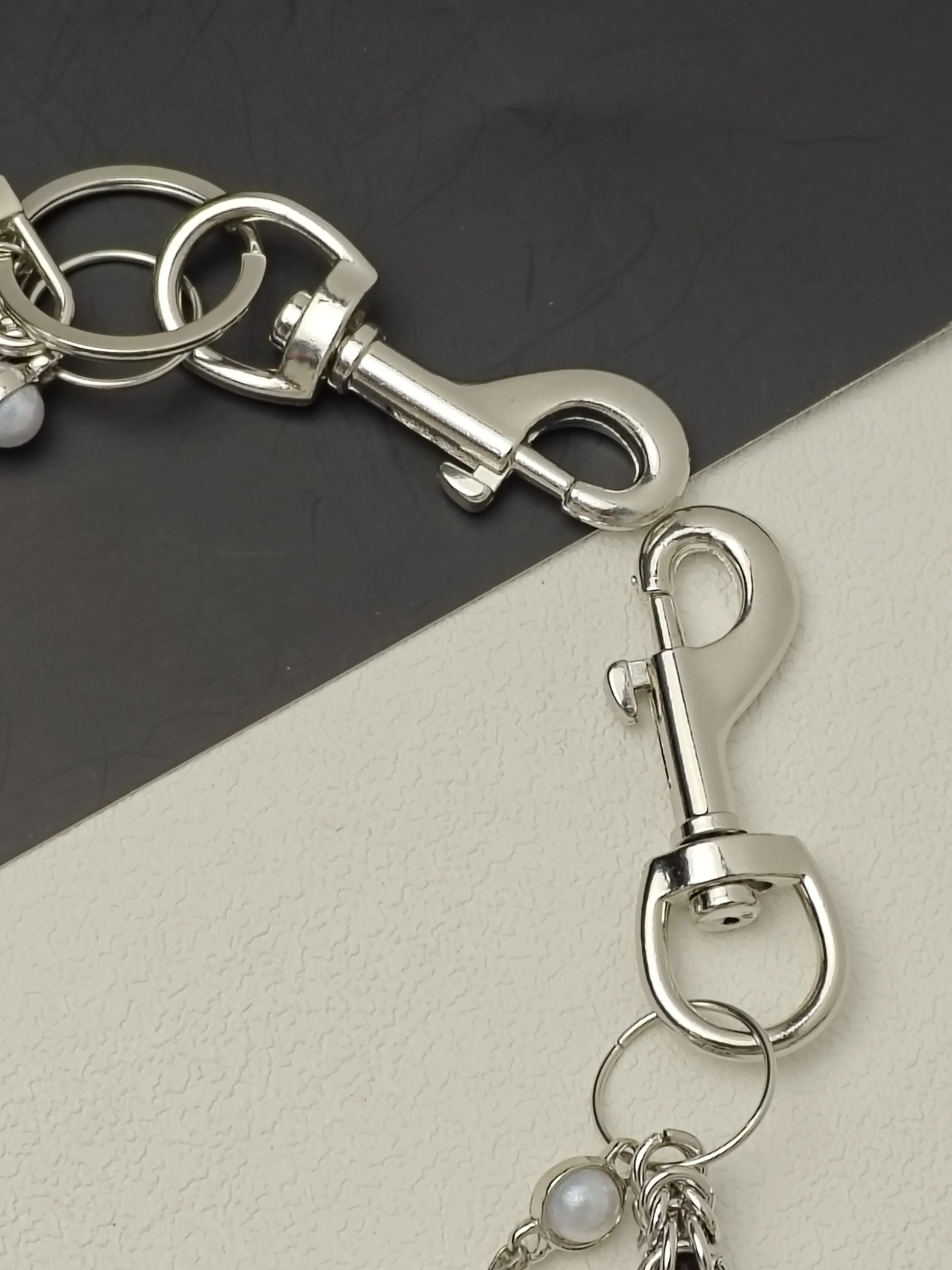 Jewelry Retro Concise Bilayer Clamp Beads Chain Keychain Pants Size ONE SIZE - 6 Thumbnail