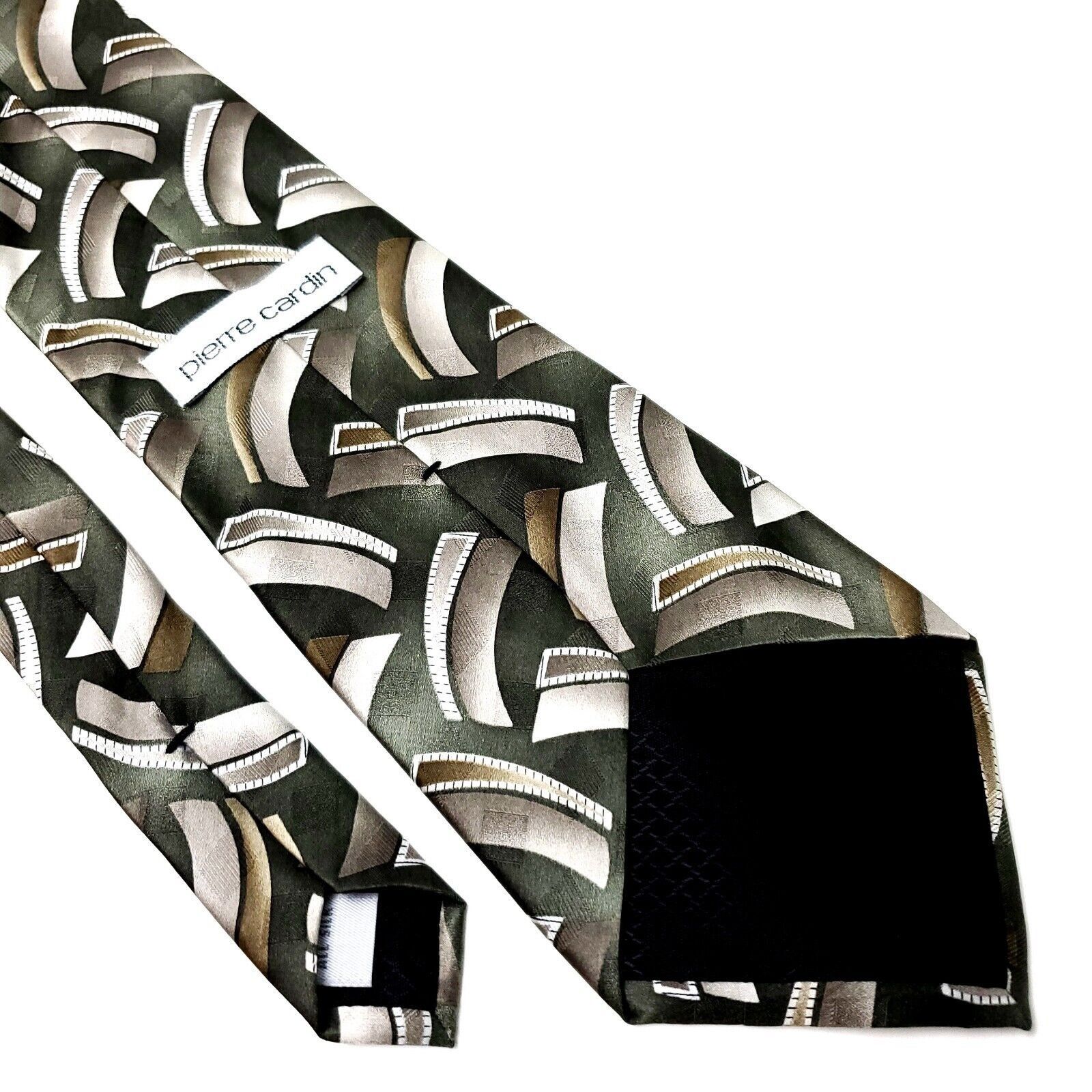 Pierre Cardin Pierre Cardin Silk Tie Green Brown Wide Abstract Size ONE SIZE - 5 Thumbnail