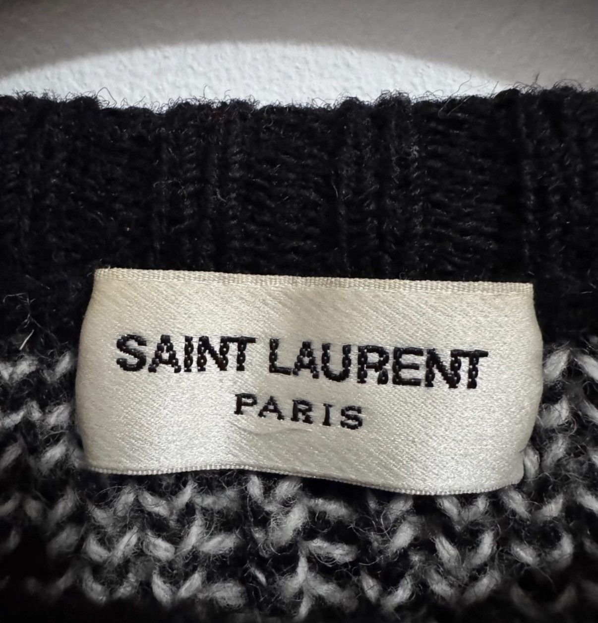 Saint Laurent Paris Saint Laurent Black/White Wool Geometric Triangle Sweater Size US M / EU 48-50 / 2 - 6 Thumbnail