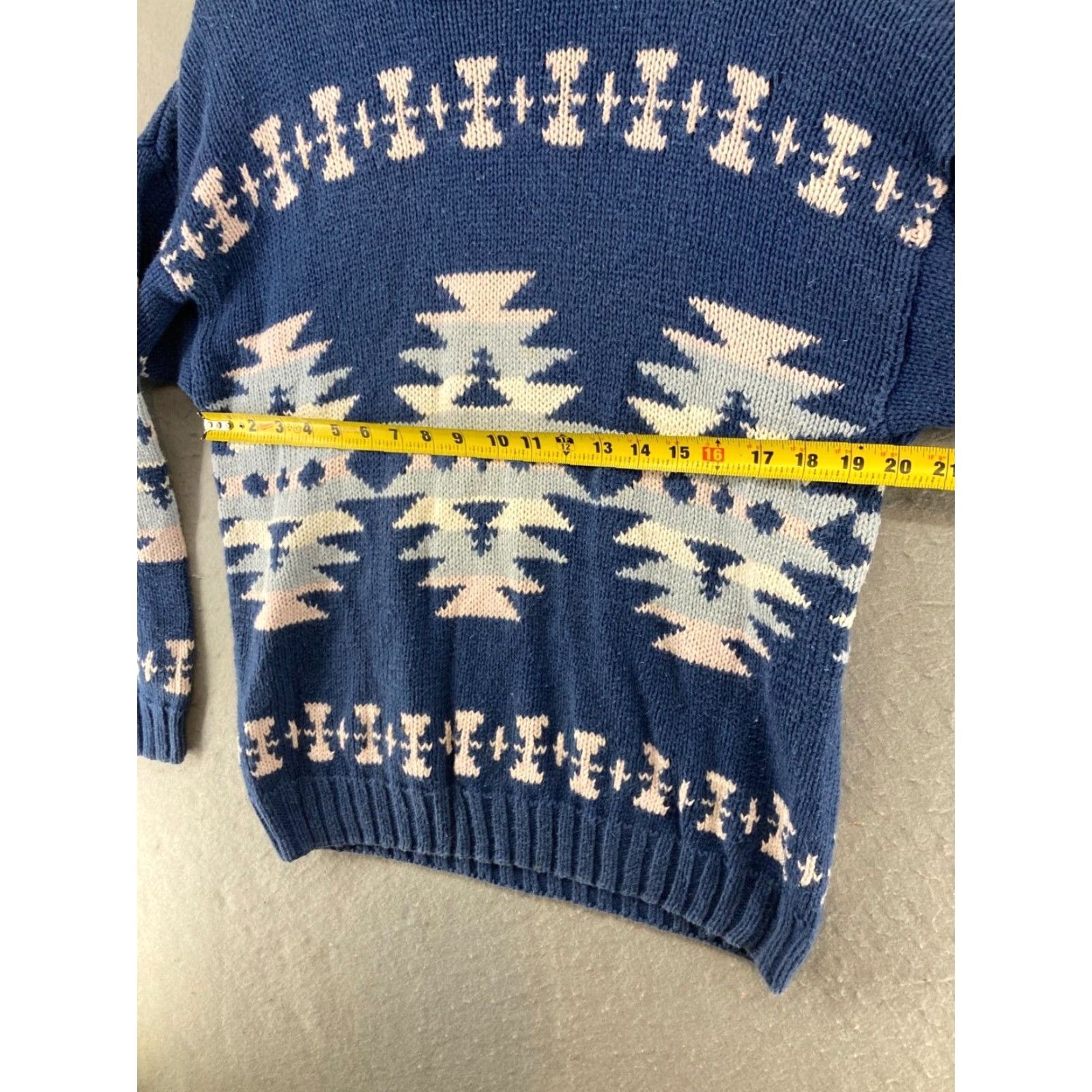 Vintage NUOVO Women's Sweater Medium Blue Geometric Knit Pullover 80s 90s Size M / US 6-8 / IT 42-44 - 2 Thumbnail