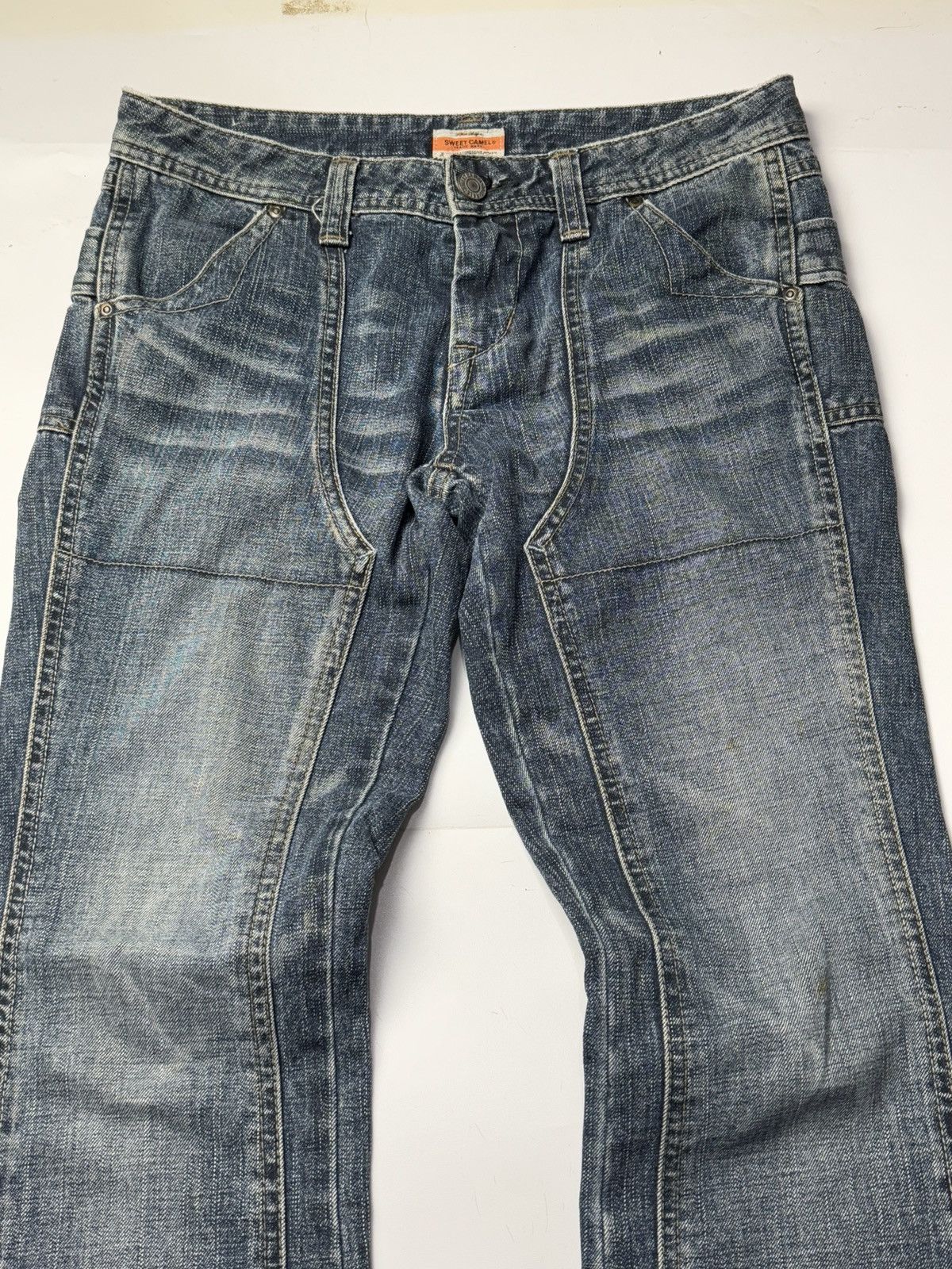 If Six Was Nine Flared Bootcut Double Knee Denim Sweet Camel Japanese Size 28" / US 6 / IT 42 - 3 Thumbnail