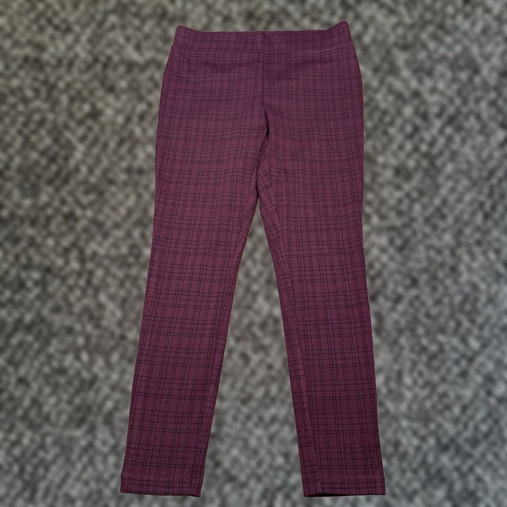 Loft LOFT Legging Womens Medium Burgundy Check Stretch New Size 32" / US 10 / IT 46 - 1 Thumbnail