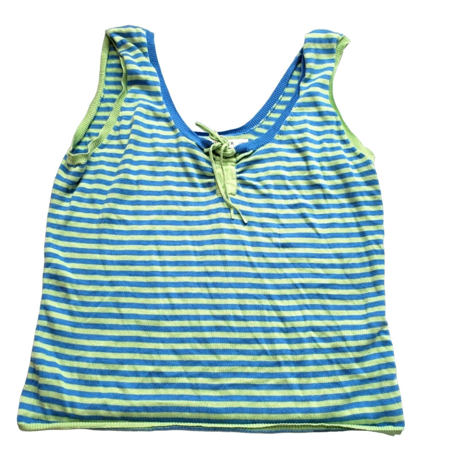 Tommy Hilfiger Tommy Hilfiger Shirt Womens Large Tank Crop Top Striped Blue Size L / US 10 / IT 46 - 1 Thumbnail