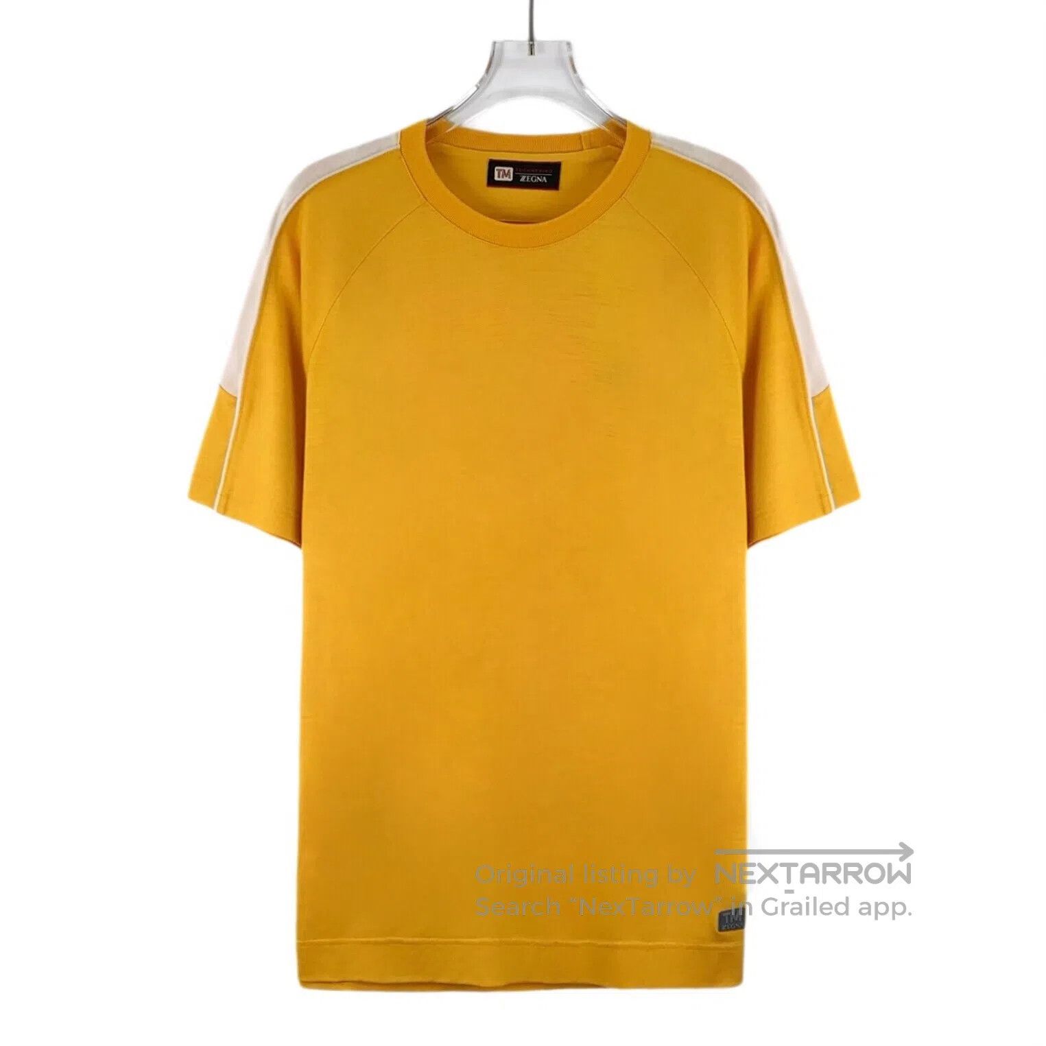 Ermenegildo Zegna Zegna Yellow Logo Patch Wool Round Neck Short Sleeve T-Shi Size US S / EU 44-46 / 1 - 1 Thumbnail