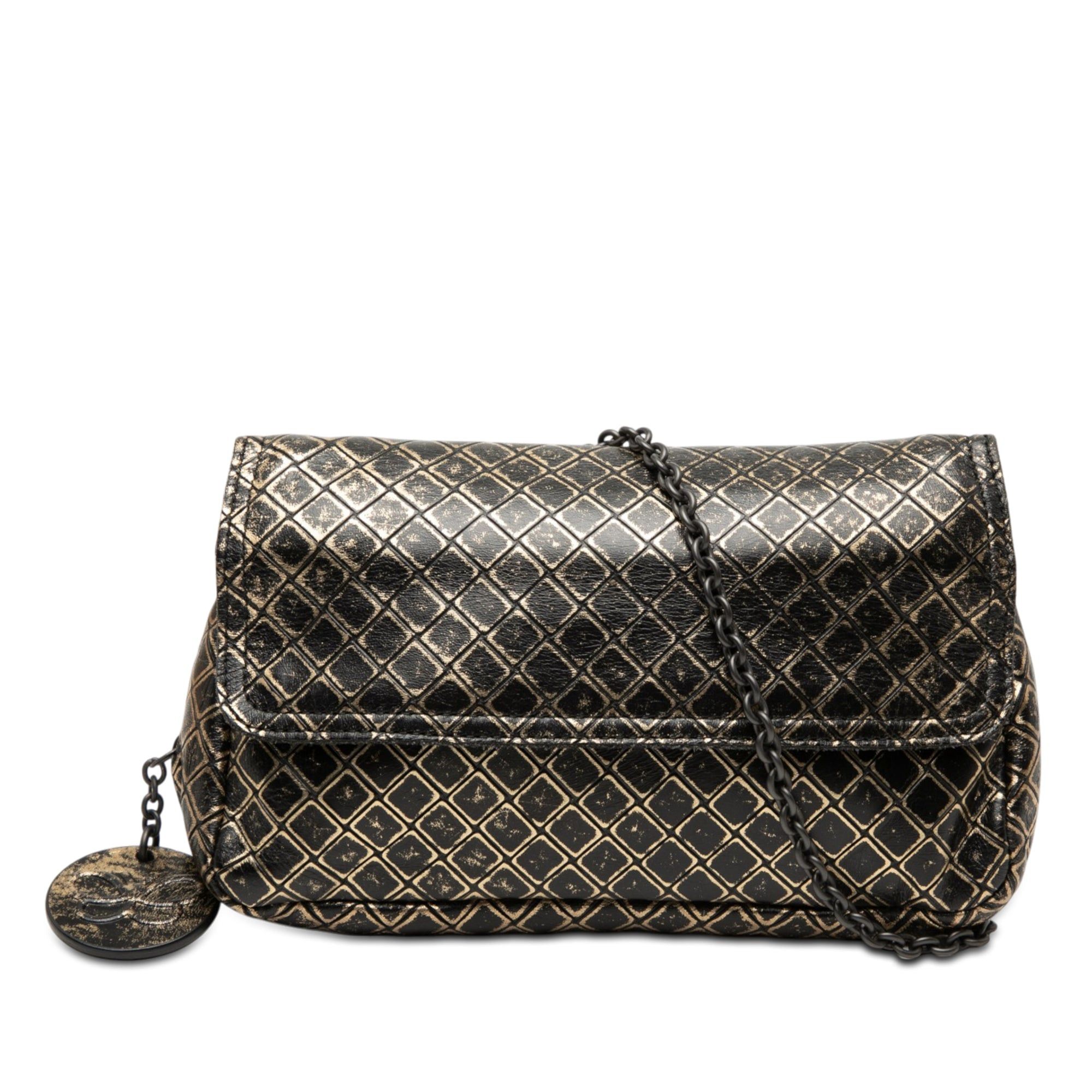 Bottega Veneta Metallic Calfskin Intrecciomirage Chain Flap Crossbody Size ONE SIZE - 1 Thumbnail