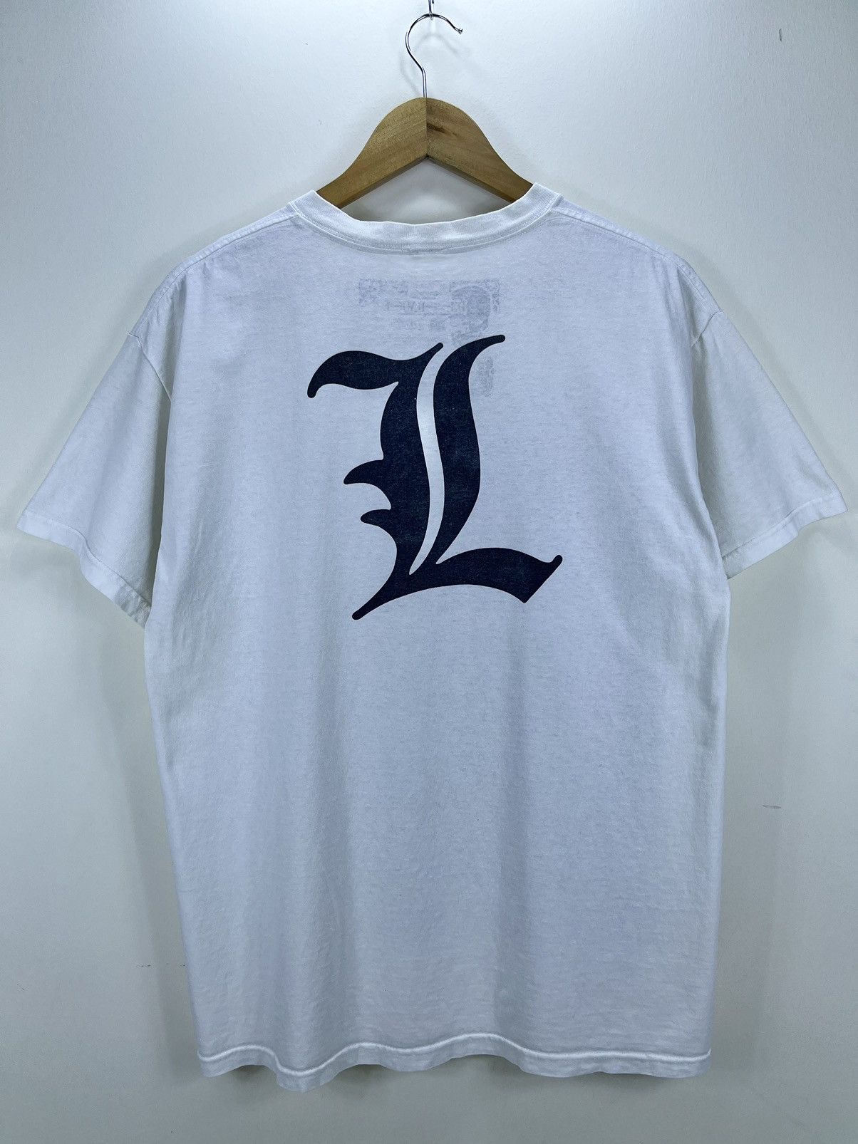 Anime Vintage Death Note Tee (L Lawliet) Over Print 🔥 Size US L / EU 52-54 / 3 - 7 Thumbnail