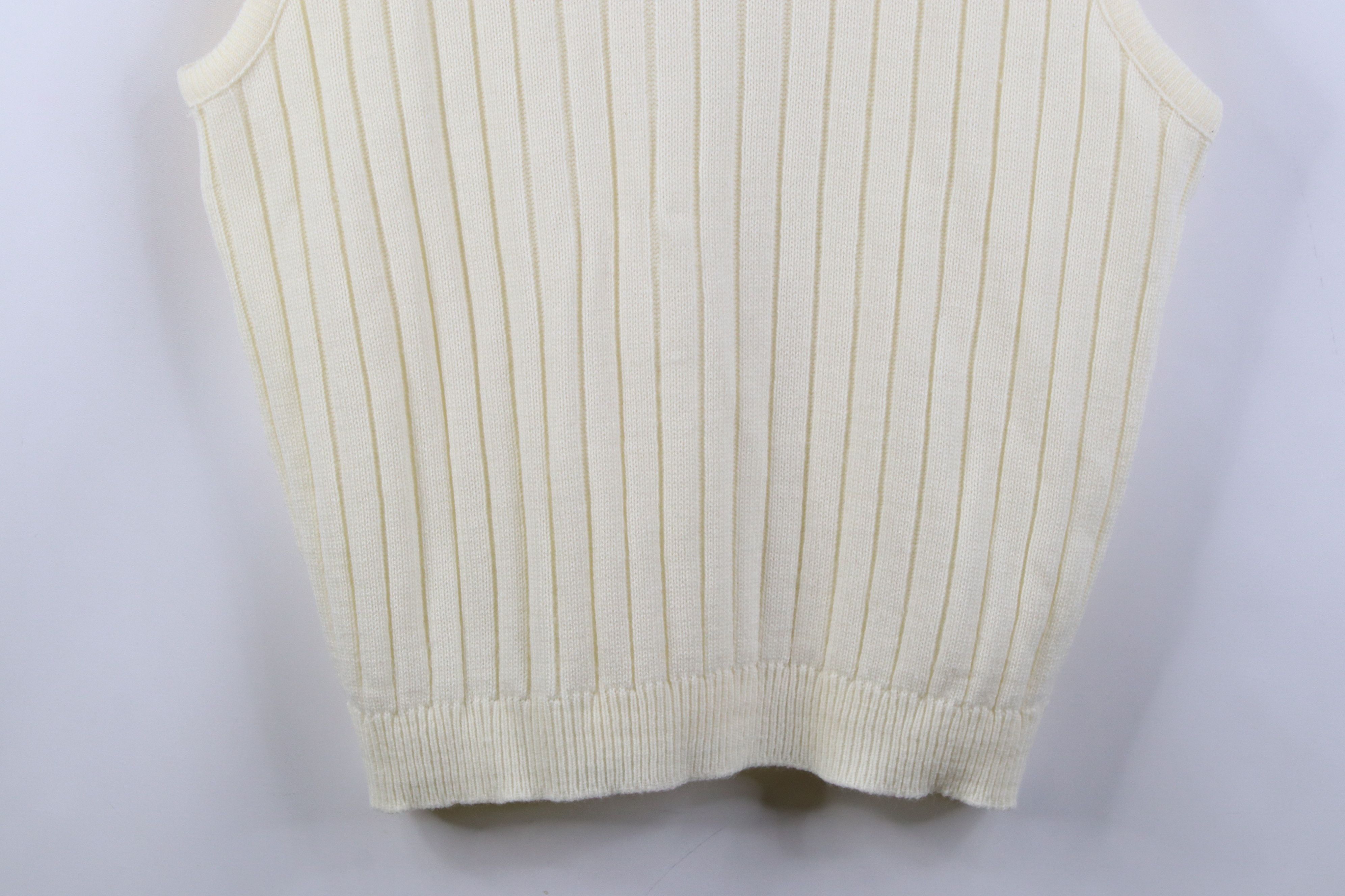 Vintage Vintage 90s Streetwear Ribbed Knit Sweater Vest Cream USA Size US L / EU 52-54 / 3 - 3 Thumbnail
