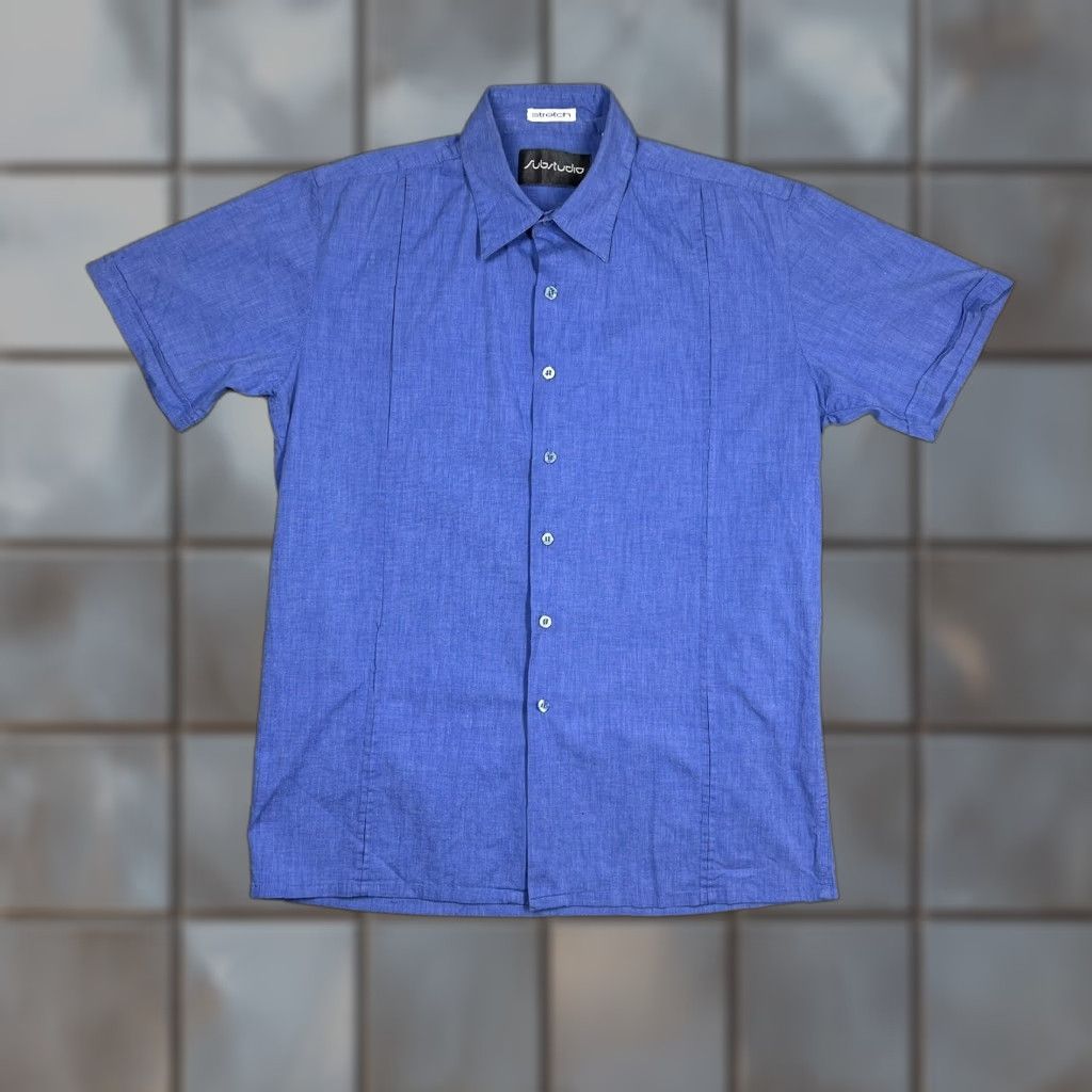Vintage VINTAGE Substudio Mens Button-Up Shirt Regular M Stretch Royal Blue Cotton Spandex EUC Size US M / EU 48-50 / 2 - 1 Thumbnail
