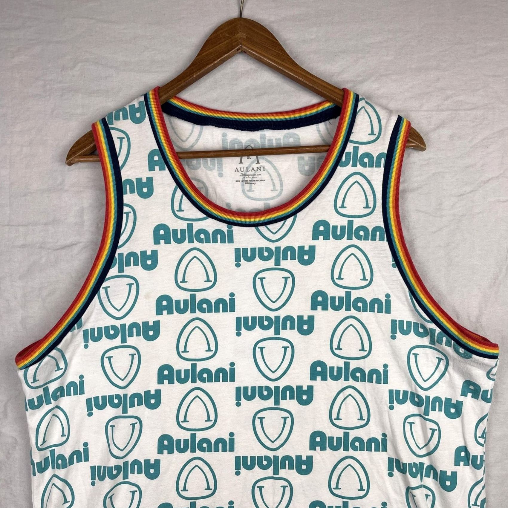 Disney VINTAGE Aulani Disney Shirt Mens XL White Tank Top Rainbow Trim Resort Size US XL / EU 56 / 4 - 3 Thumbnail