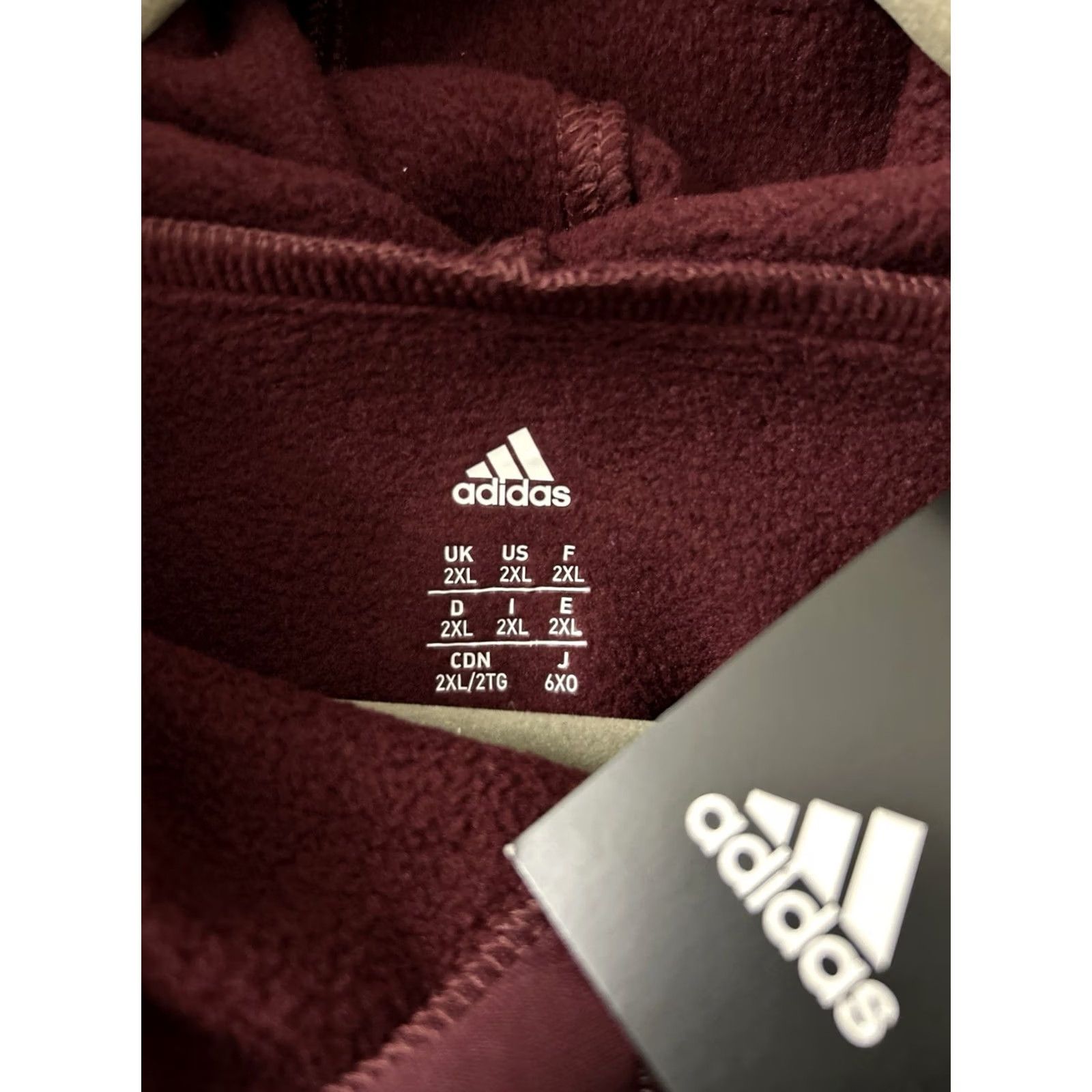Adidas Adidas Hoodie Mens 2XL Maroon Fleece Lined Special Olympics Sweatshirt L/S NWT Size US XXL / EU 58 / 5 - 6 Thumbnail