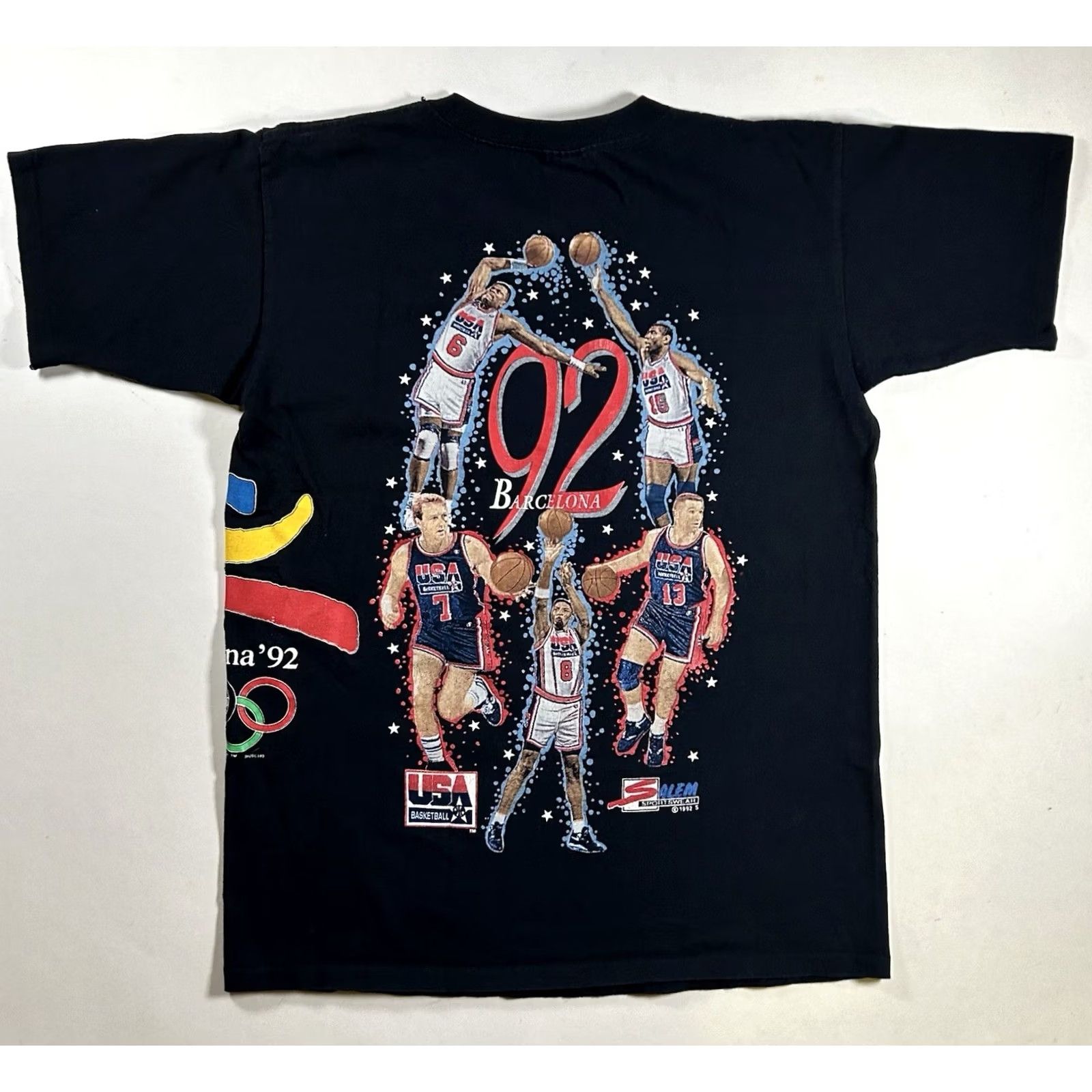 Salem Sportswear VINTAGE Salem Sportswear USA Dream Team 92' Barcelona Olympics Basketball Tee Large Black 90s Mens Size US L / EU 52-54 / 3 - 2 Thumbnail