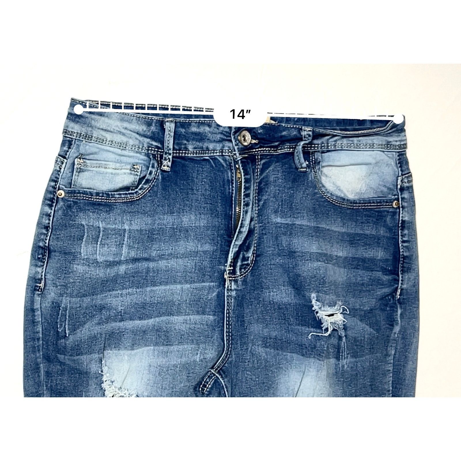 Other Elite Jeans Ripped Destroyed Blue Jeans High Rise Punk 13/14 Size 28" / US 6 / IT 42 - 4 Thumbnail