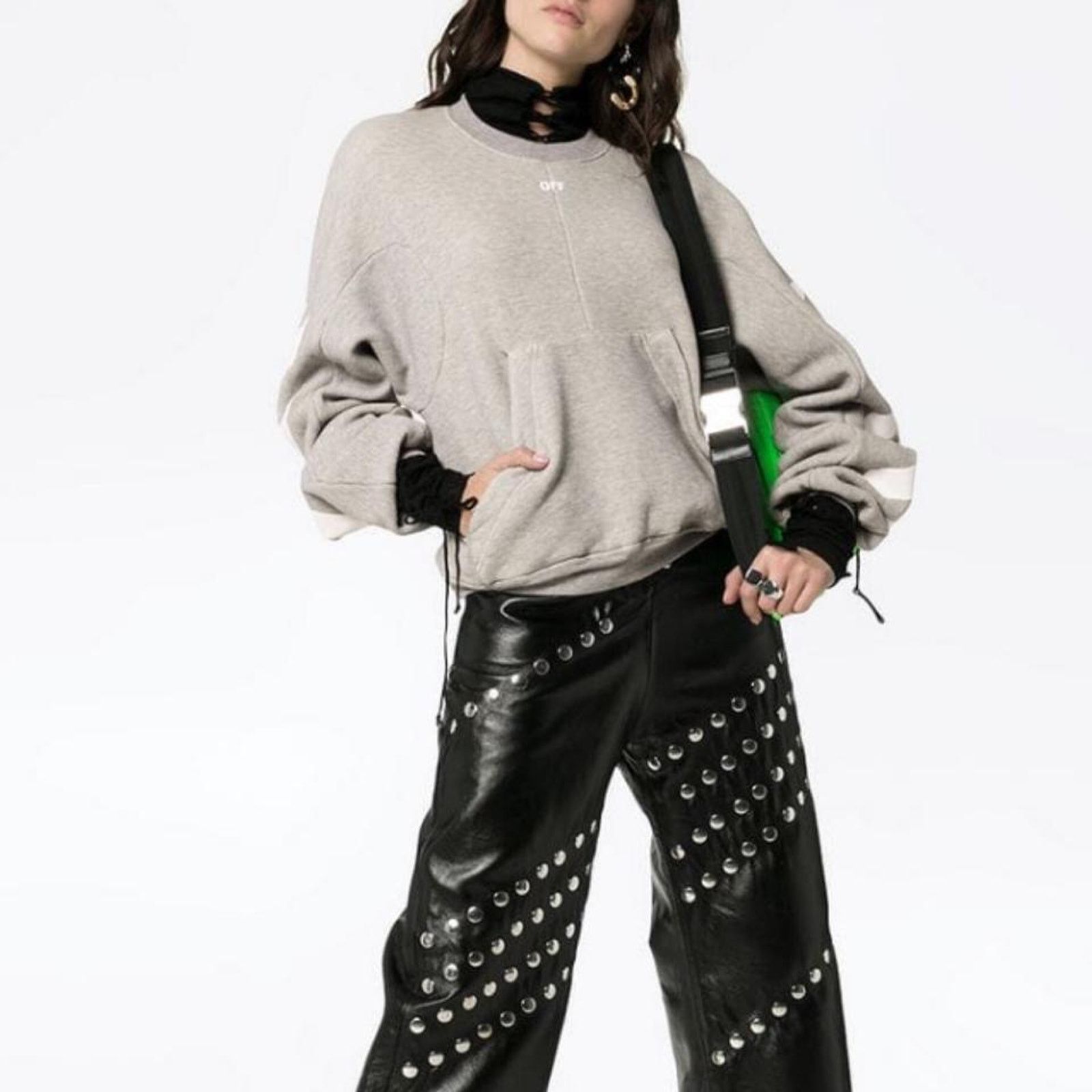 Off-White striped printed kangaroo pocket sweatshirt Size XS / US 0-2 / IT 36-38 - 2 Thumbnail