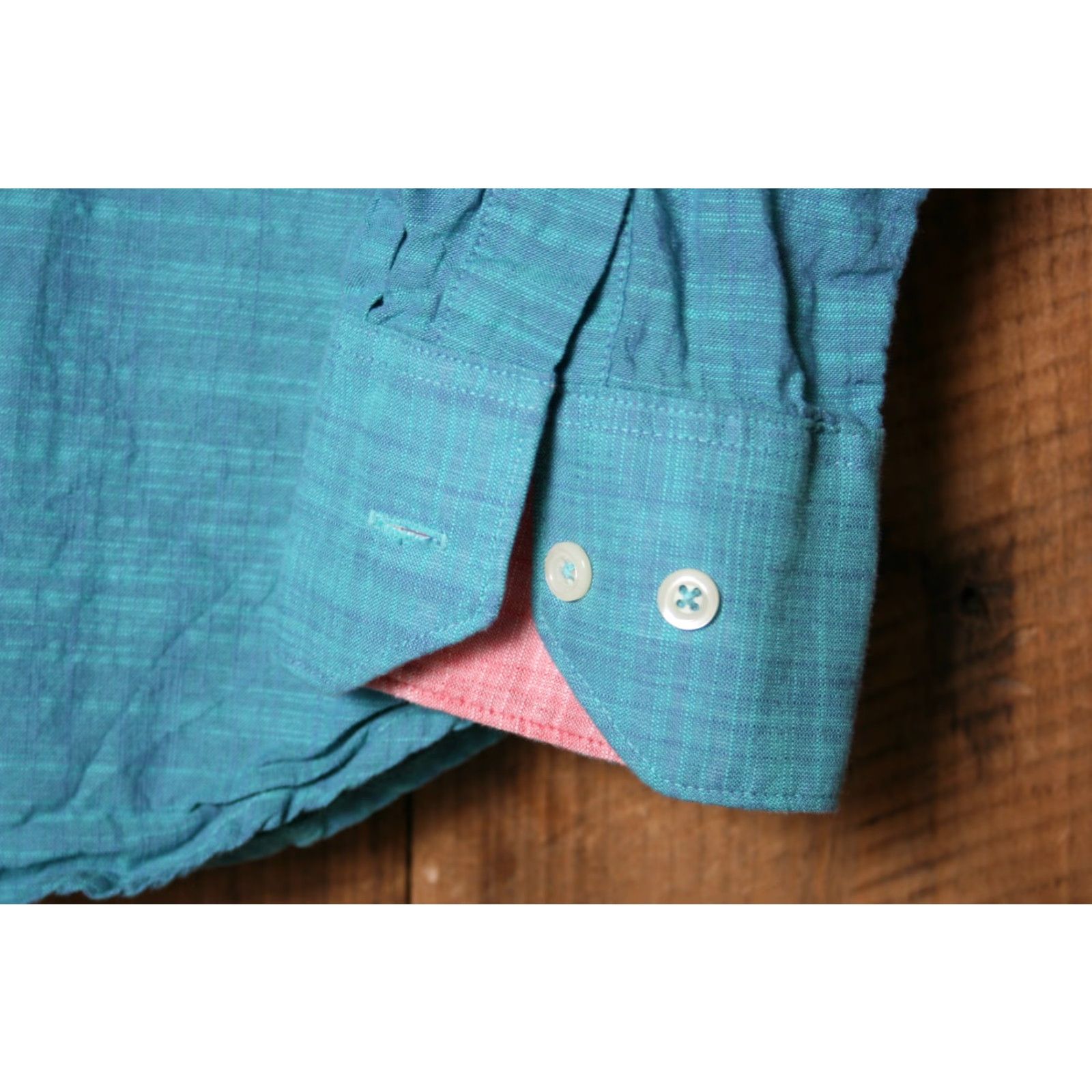 Vintage Viyella Shirt XL Blue Contempo Turquoise w/Pink Trim Button Front Button-Up Long Sleeve Mens (Adult) XL Blue Contempo Turquoise Pink Trim Size US XL / EU 56 / 4 - 3 Thumbnail