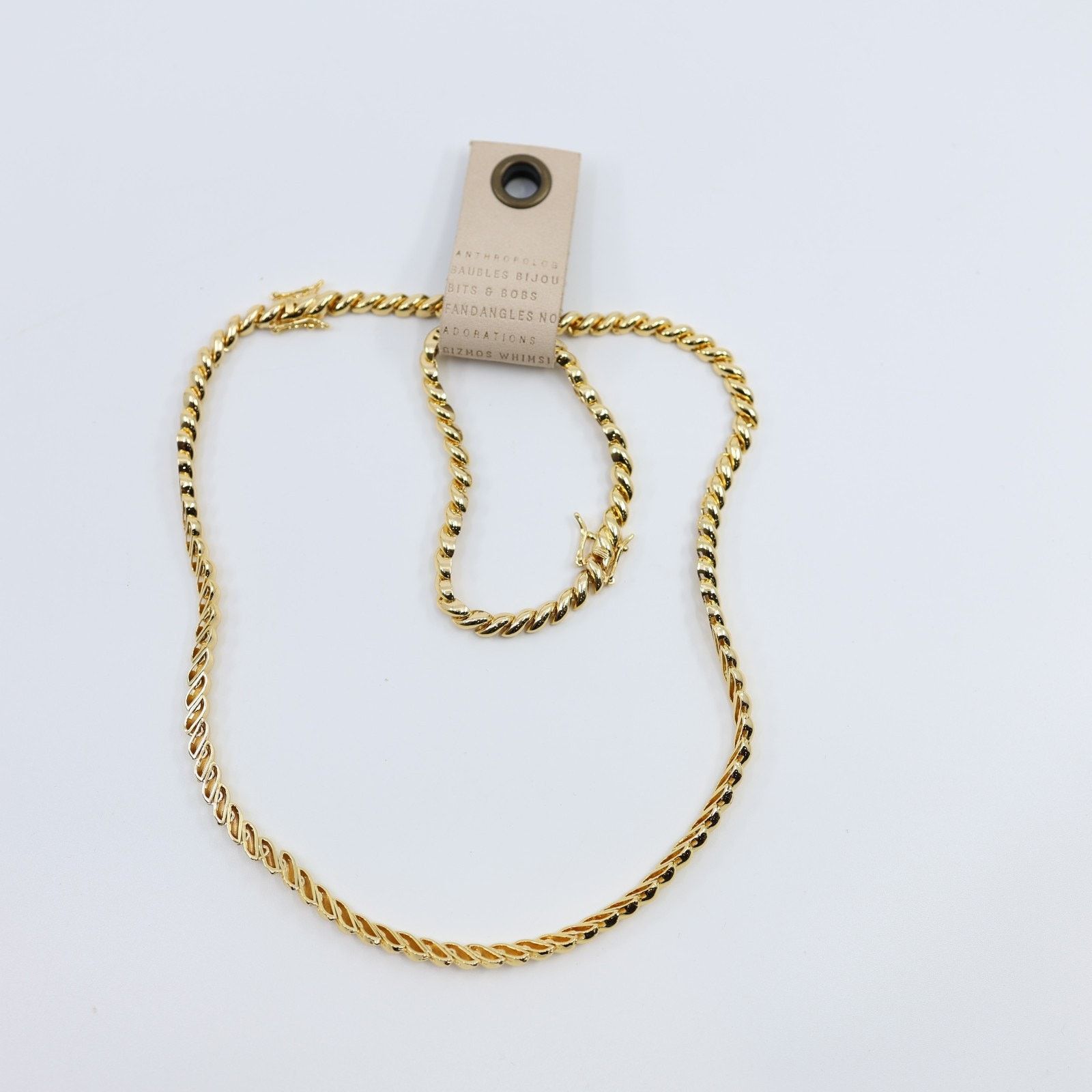 New Anthropologie Pave Rope Connectable 14k Gold Plated Set
