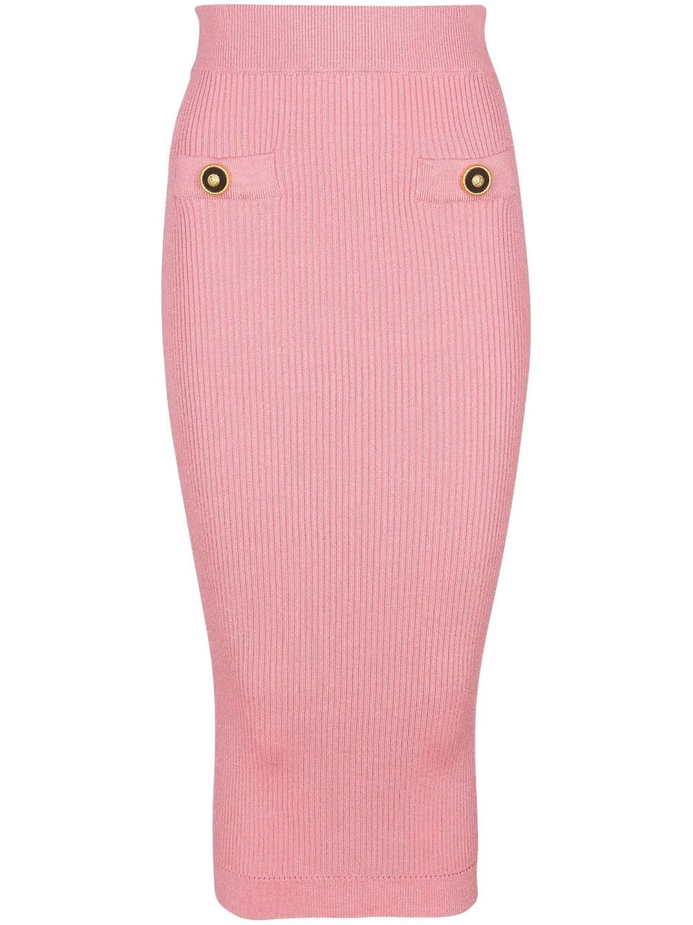 Balmain o1s1wg111225 Woven Midi Skirt in Pink Size 30" / US 8 / IT 44 - 1 Thumbnail