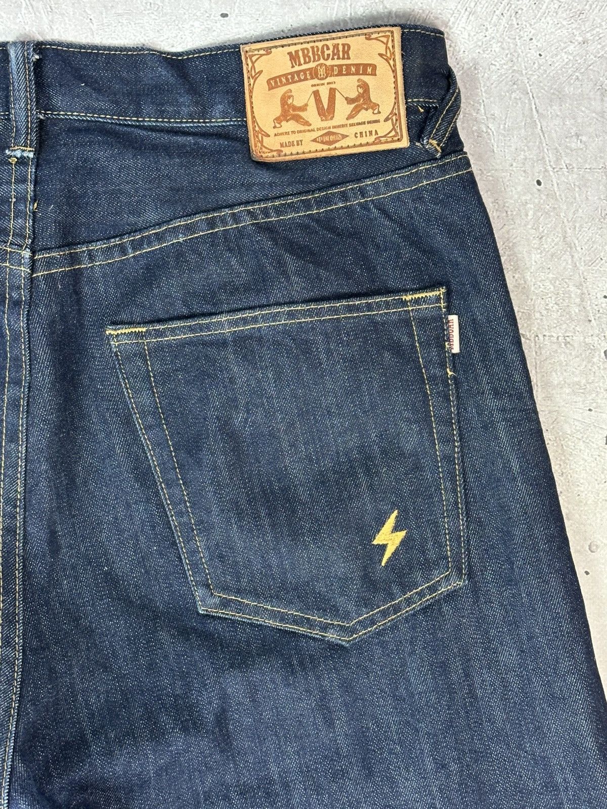 Japanese Brand Mbbcar Selvedge Navy Cotton Wide-Leg Men’s Indigo Jeans Size US 34 / EU 50 - 11 Thumbnail