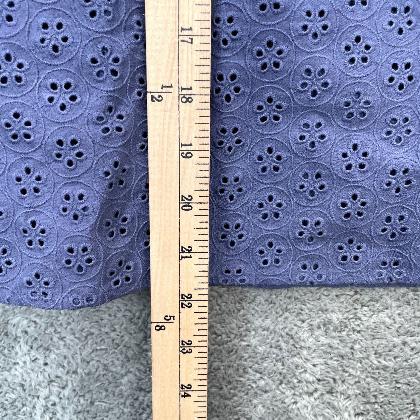 Vintage Chelsea And Theodore Womens Blue Floral Eyelet Top Medium Cotton Lace Up Cottage Size M / US 6-8 / IT 42-44 - 5 Thumbnail