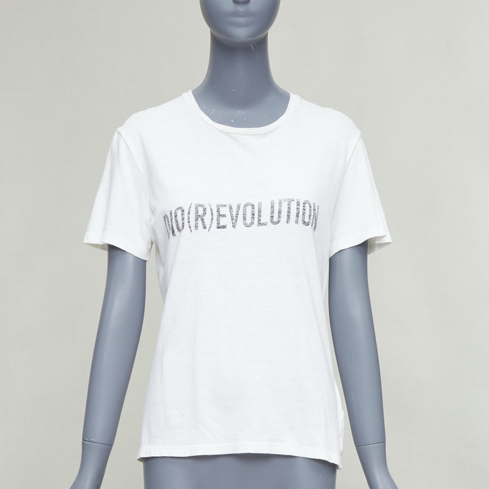 Dior CHRISTIAN DIOR Dio(r)evolution cream grey cotton linen washed white tshirt S Size S / US 4 / IT 40 - 1 Thumbnail