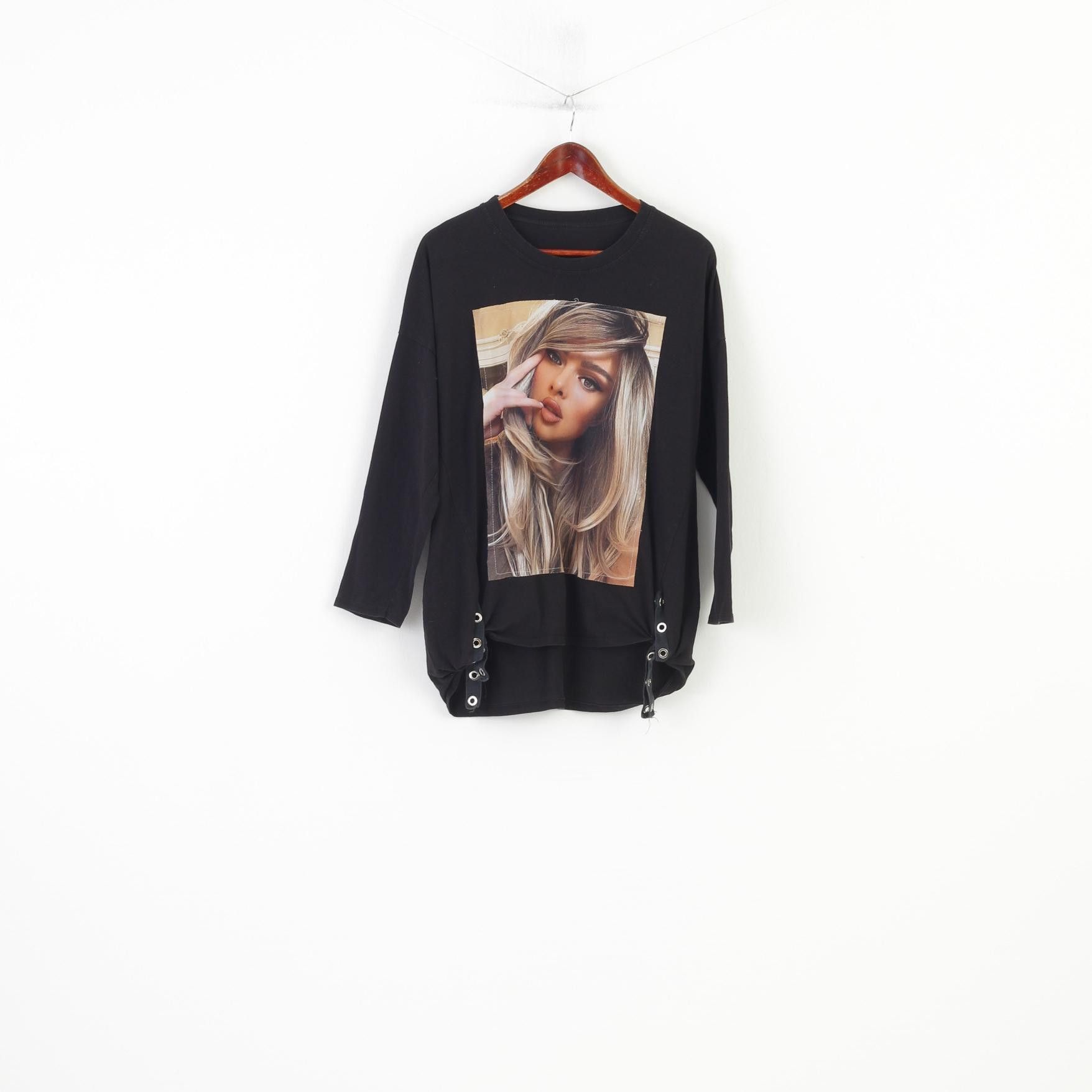 Other Vintage Women L Shirt Long Sleeve Crew Neck Black 10701 Size L / US 10 / IT 46 - 1 Thumbnail