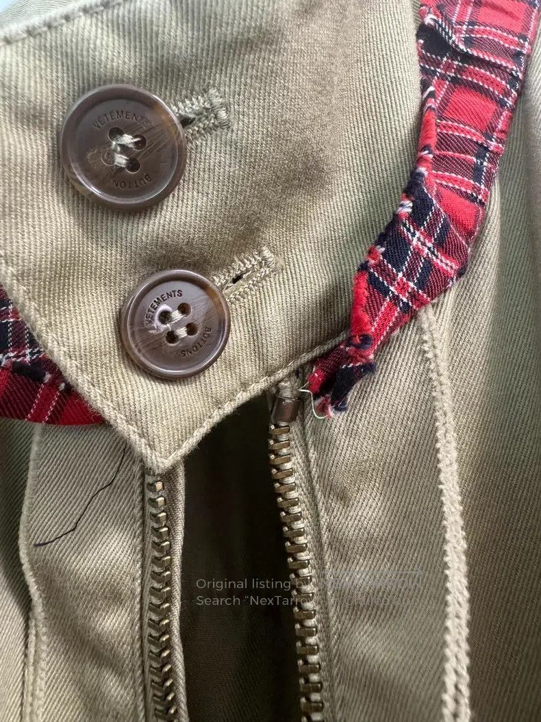 Vetements VETEMENTS Plaid Patchwork Khaki Destroyed Fringe Harringto Size US L / EU 52-54 / 3 - 4 Thumbnail