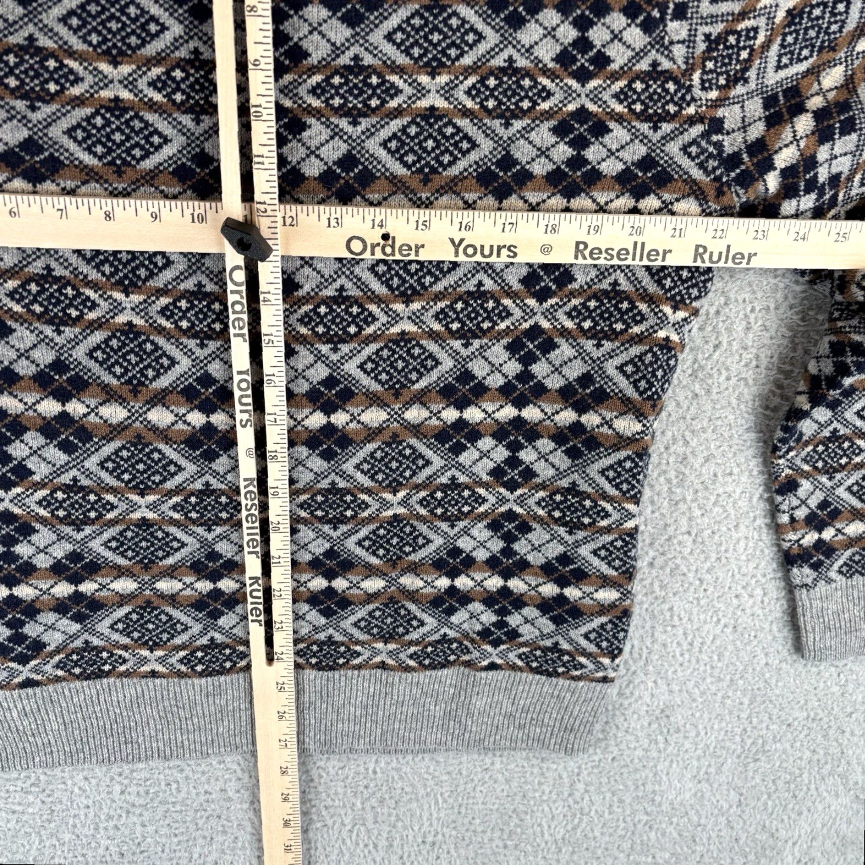 J.Crew J.Crew Sweater Mens Large 100% Lambswool Gray Navy Fair Isle Print New w/Tags Pullover Knit Crew Neck Size US L / EU 52-54 / 3 - 6 Thumbnail