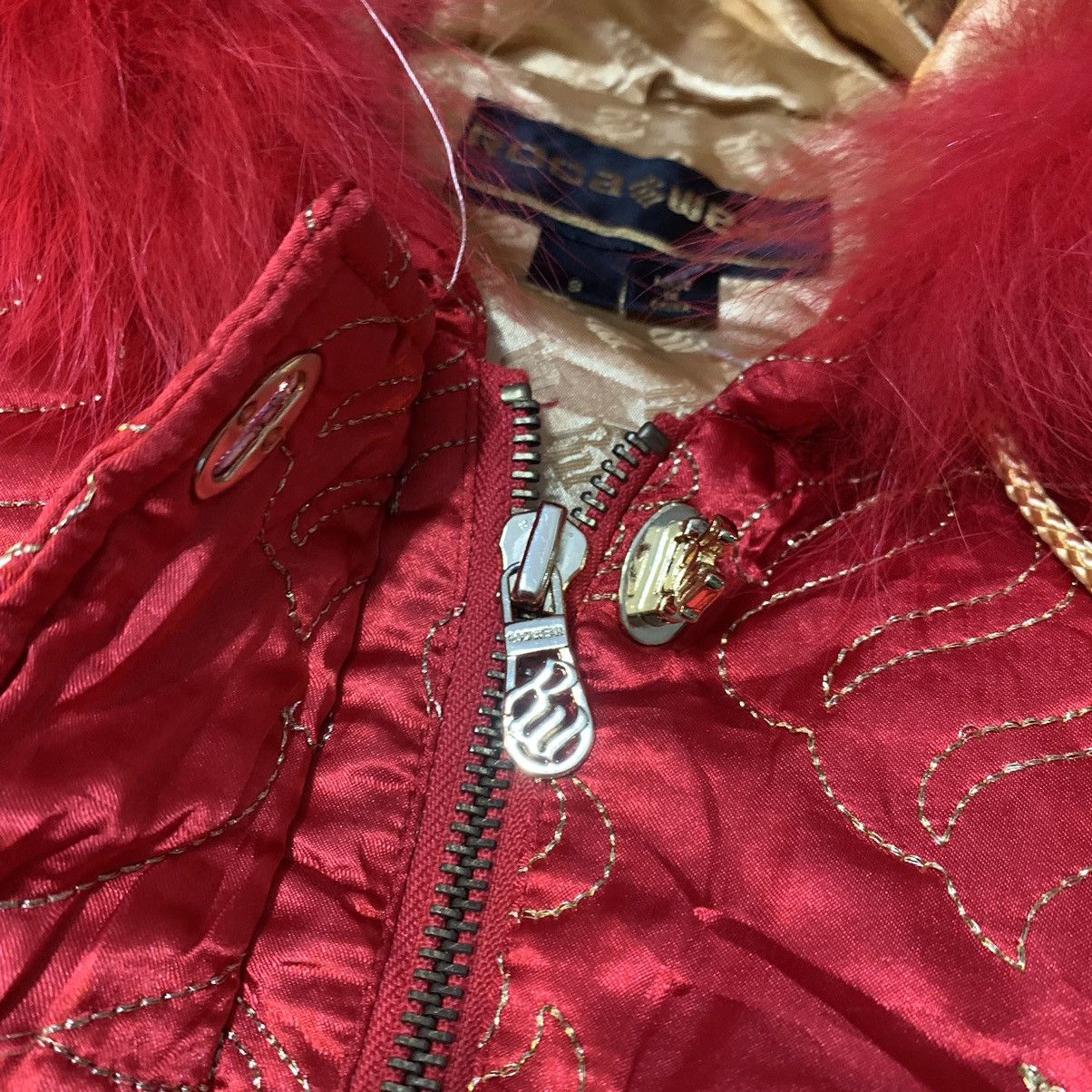 Rocawear Vtg Y2K Rocawear Jacket Embroidered Red Down Cropped Fur Size S / US 4 / IT 40 - 10 Thumbnail