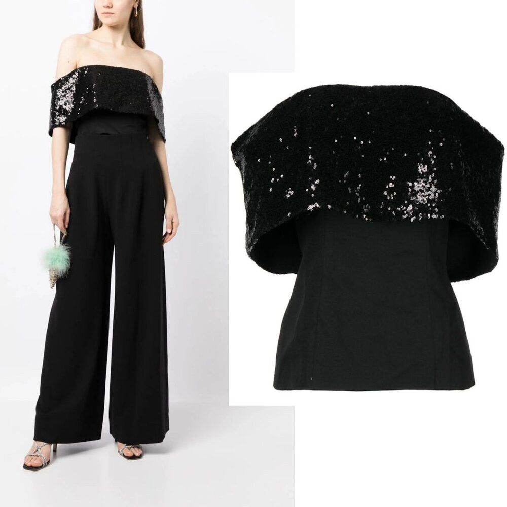 Staud NWT New $350 STAUD Giselle Sequin-Embellished Bandeau Black Size S / US 4 / IT 40 - 2 Thumbnail