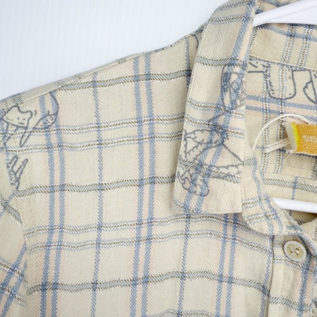 Zadig & Voltaire ZADIG & VOLTAIRE Cartoon Sketch Plaid Shirt Blue Pink Size M Size L / US 10 / IT 46 - 6 Thumbnail
