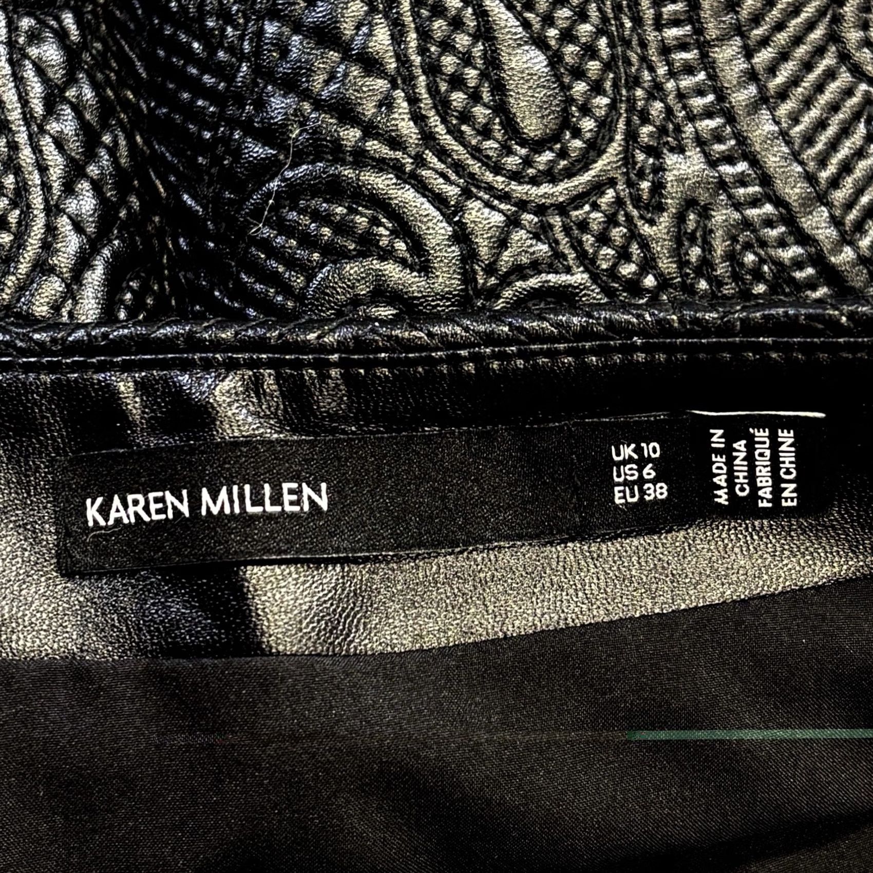 Karen Millen Karen Millen mini skirt 10 womens black paisley brocade vintage 10 Size 32" / US 10 / IT 46 - 4 Thumbnail