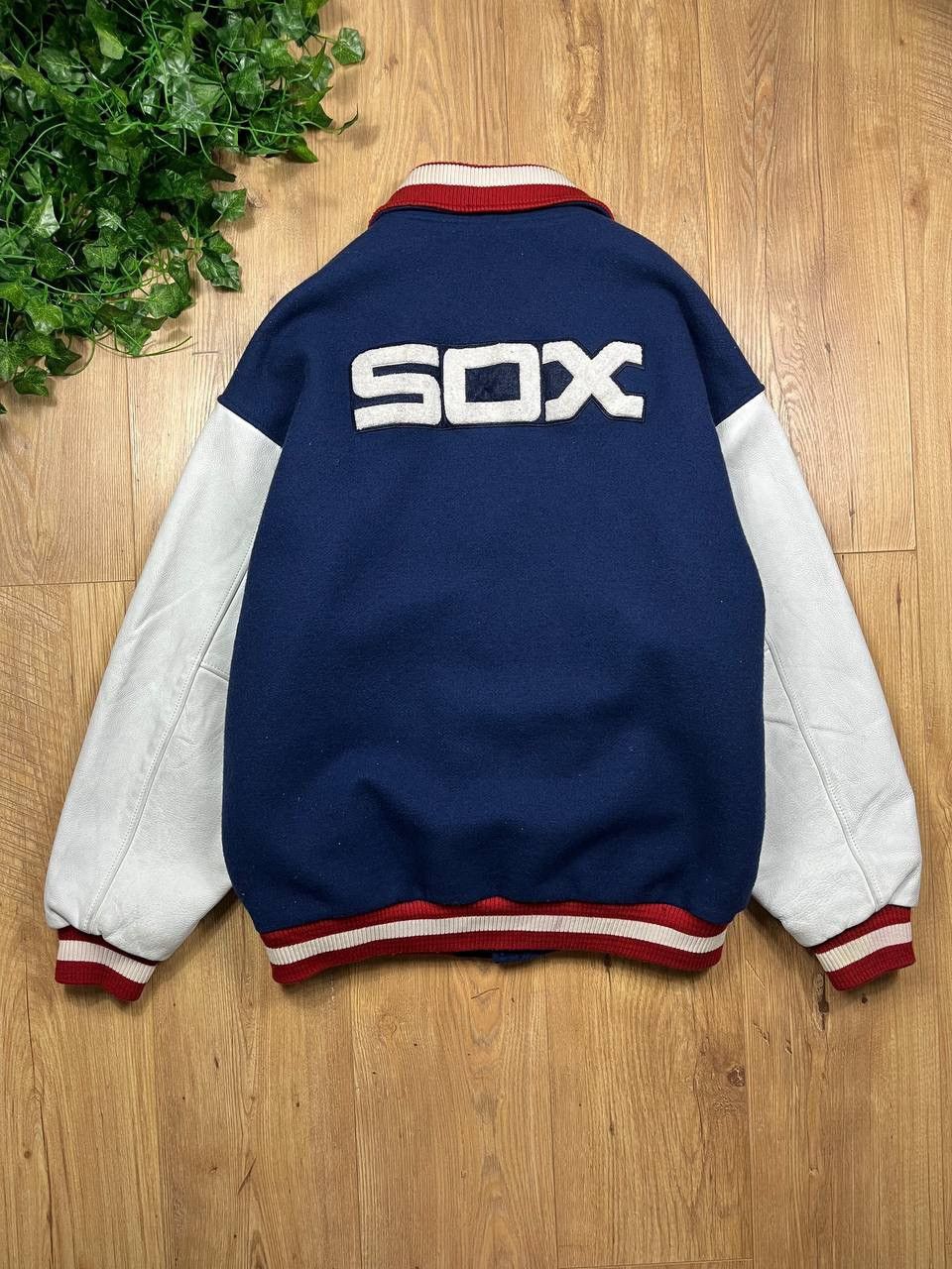 Nike 00’s NIKE SOX LEATHER WOOL VARSITY BOMBER JACKET Y2K ARCHIVE Size US L / EU 52-54 / 3 - 2 Thumbnail