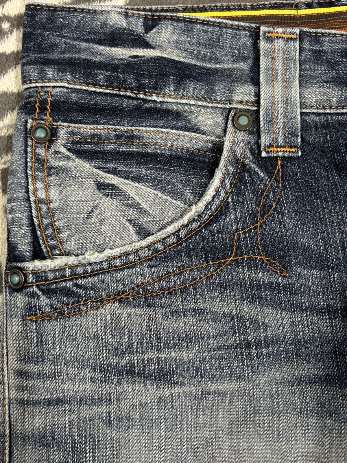 Edwin Vintage Edwin Blue Trip Faded Wash Flare Distressed Jeans Size US 33 - 4 Thumbnail