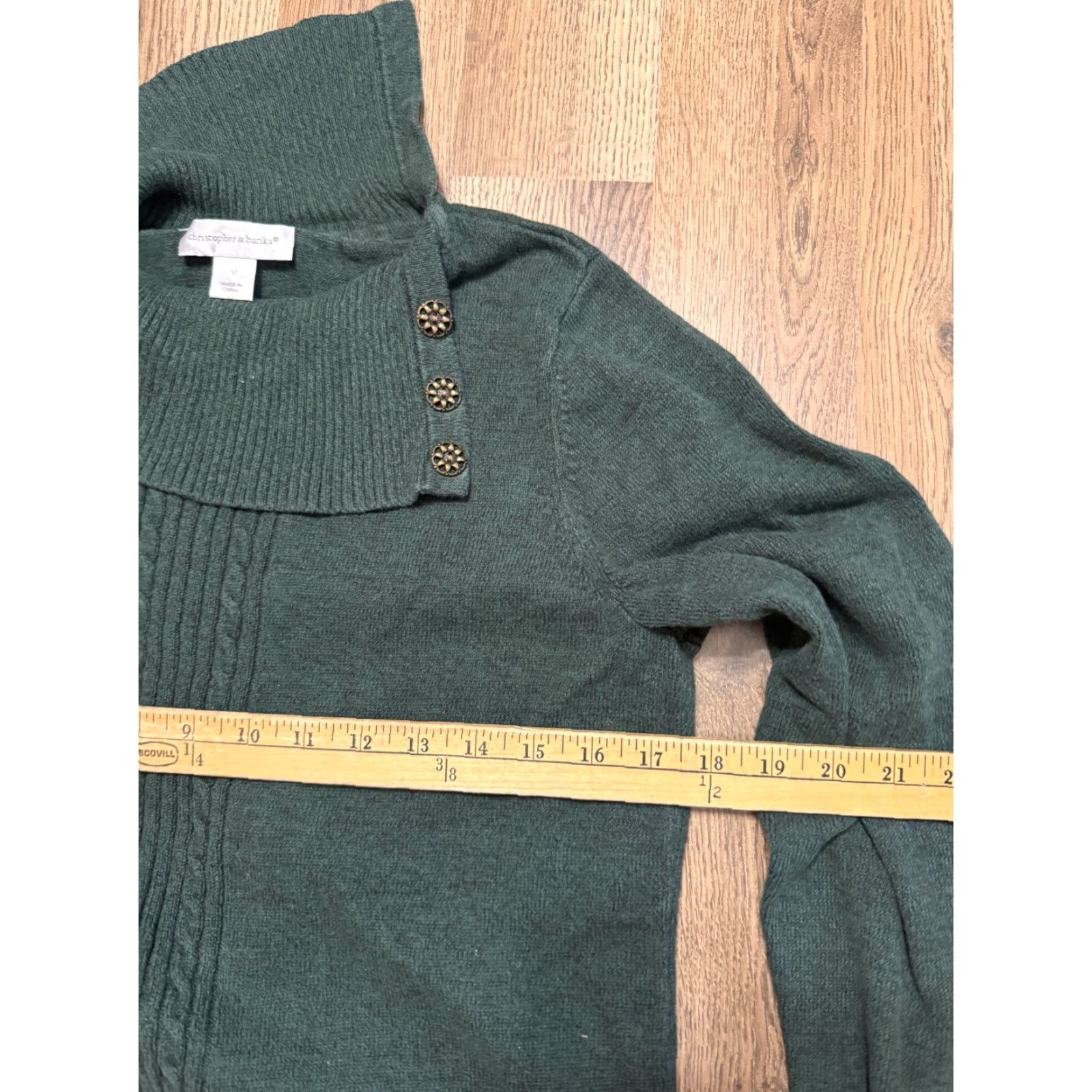 Vintage Christopher & Banks Sweater Women's Medium Green Turtleneck Pullover Knit Cotton Casual Fall Winter Pullover Womens M Green Sweater Size M / US 6-8 / IT 42-44 - 7 Thumbnail