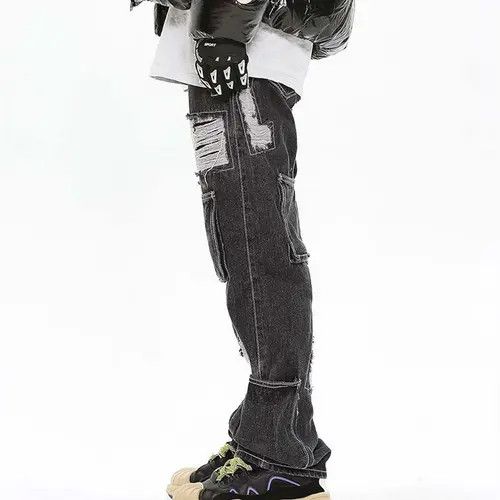 VIBE Black Distressed Denim Jeans Size US 32 / EU 48 - 7 Thumbnail