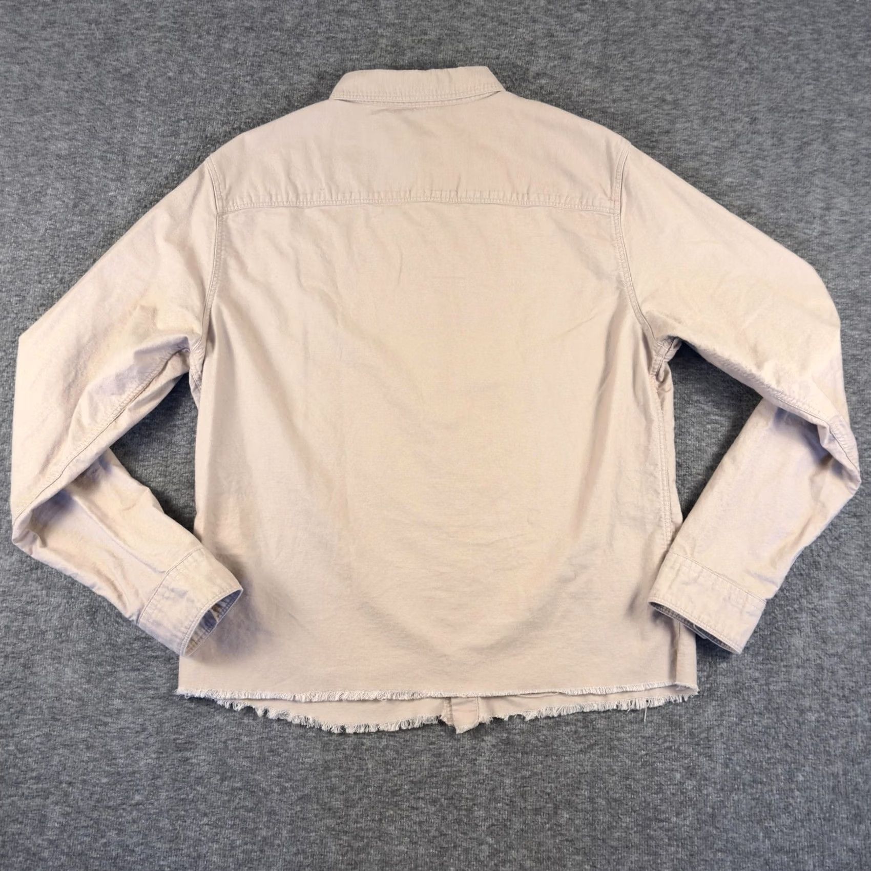 Allsaints AllSaints Shirt Mens Large Beige Solid Long Sleeve Button Up Raw Hem Casual Size US L / EU 52-54 / 3 - 5 Thumbnail