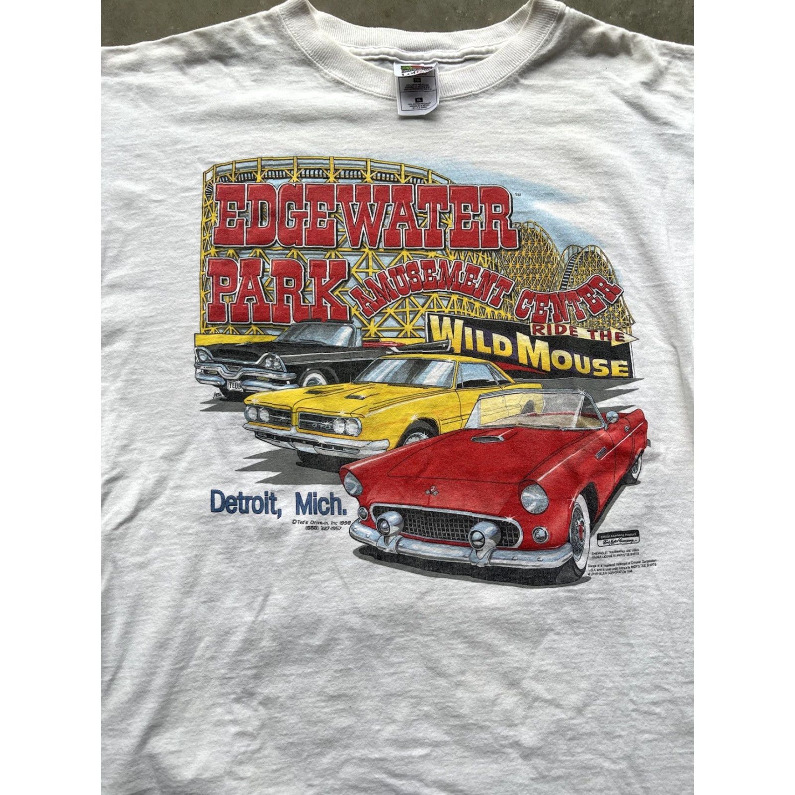 Ford VINTAGE Ford Classic Cars Muscle White Graphic Tee Men's XL Short Sleeve 1990s Edgewater Park Michigan 1998 White Size US XL / EU 56 / 4 - 6 Thumbnail