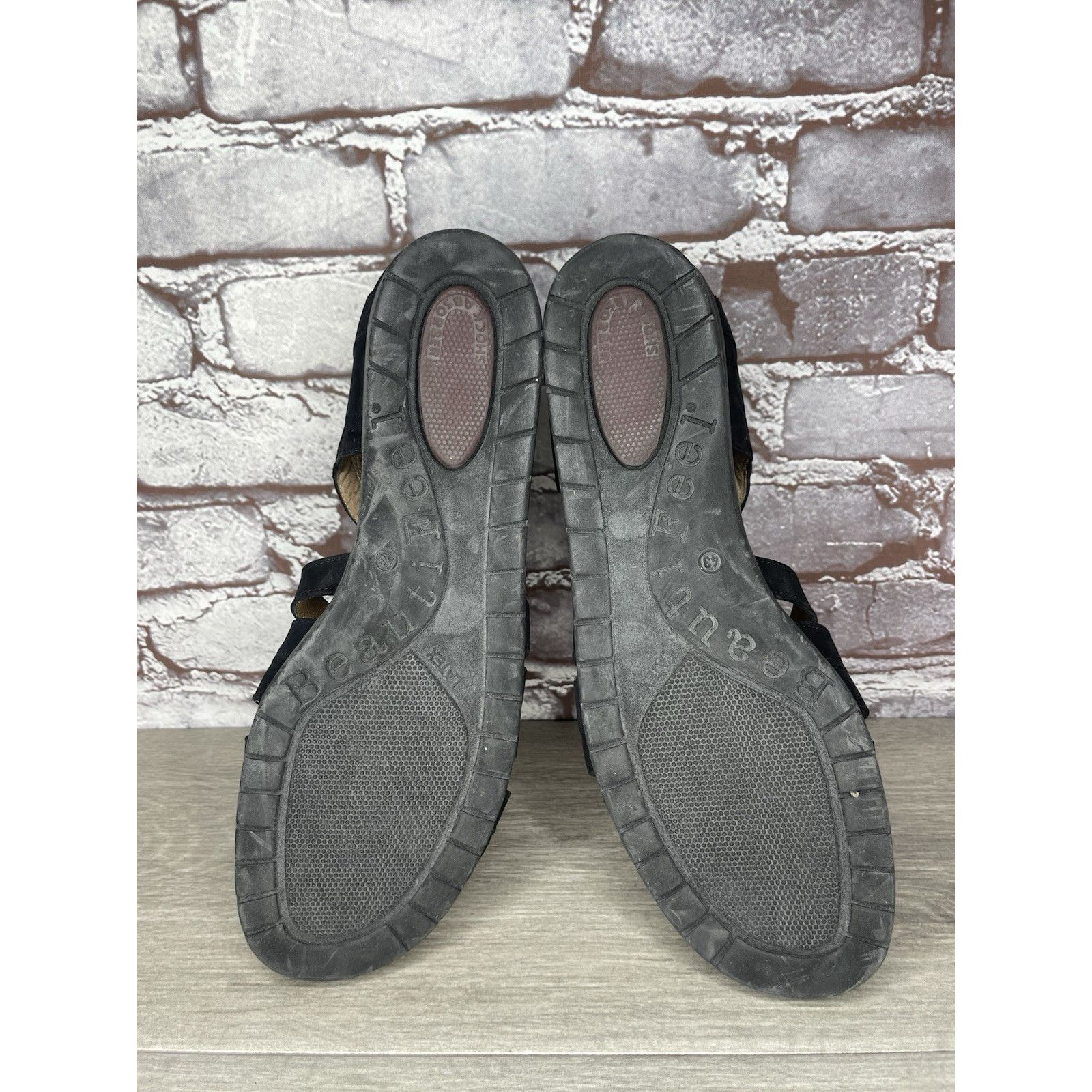 Beautiful Ful BeautiFeel Black Suede Leather Fisherman Strap Wedge Sandals Size US 12 / IT 42 - 9 Thumbnail
