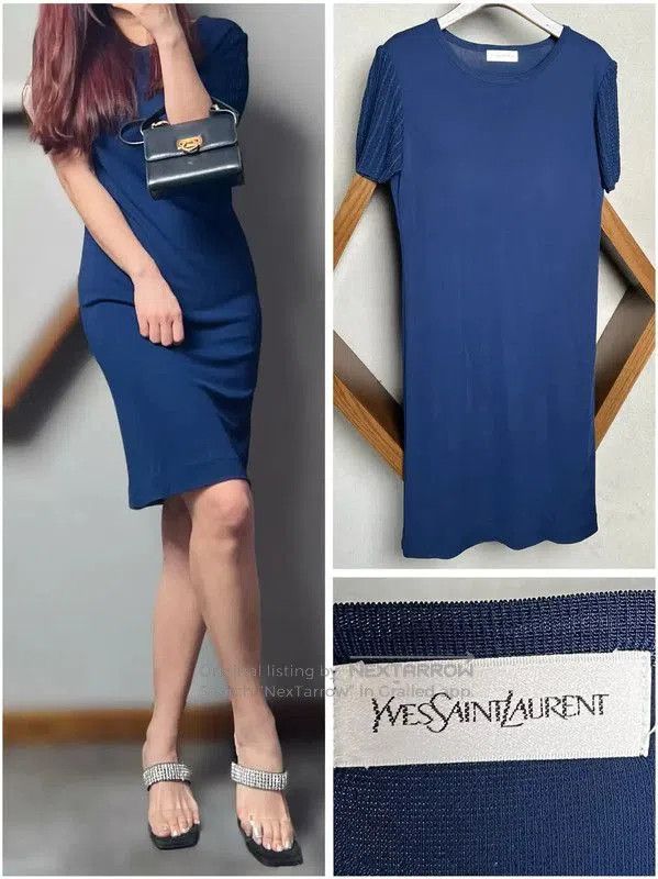 Yves Saint Laurent Yves Saint Laurent Blue Polyester Dress . Size M / US 6-8 / IT 42-44 - 1 Thumbnail