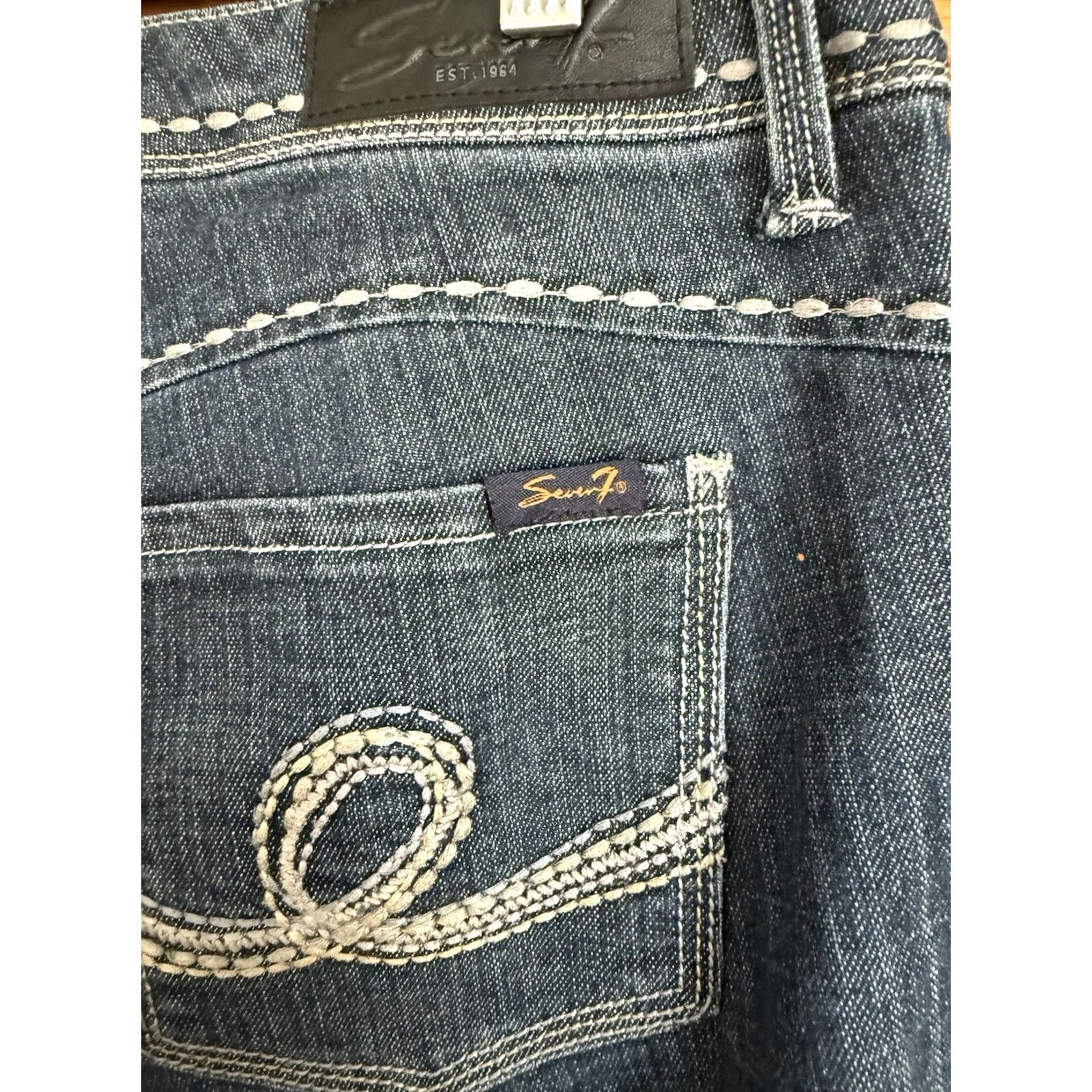 Vintage Seven 7 Womens Jeans Size 12 Dark Wash Slim Classic Concert 90s Weekend Blue Size 34" / US 12 / IT 48 - 3 Thumbnail
