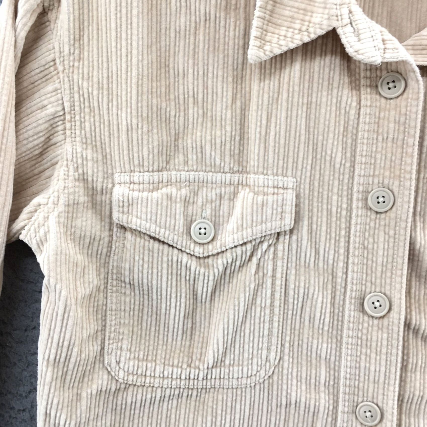 American Eagle Outfitters American Eagle Outfitters Cropped Corduroy Jacket Womens M Beige Collared Button Front Size M / US 6-8 / IT 42-44 - 3 Thumbnail
