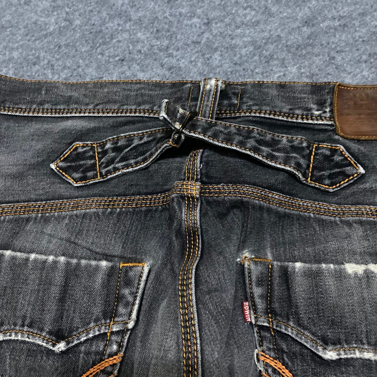 Edwin 💥Best Offer💥Vintage Edwin Buckle Back Distressed Denim Size US 35 - 6 Thumbnail