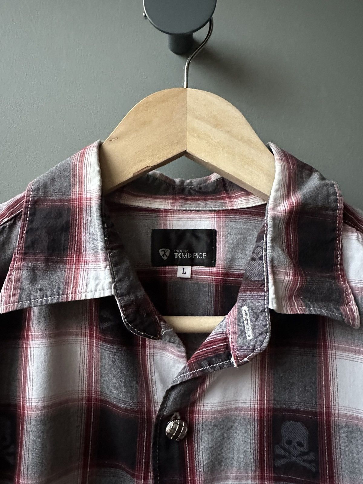 Japanese Brand Womens Tkmixpice Skull Check Shirt Size L Size L / US 10 / IT 46 - 3 Thumbnail
