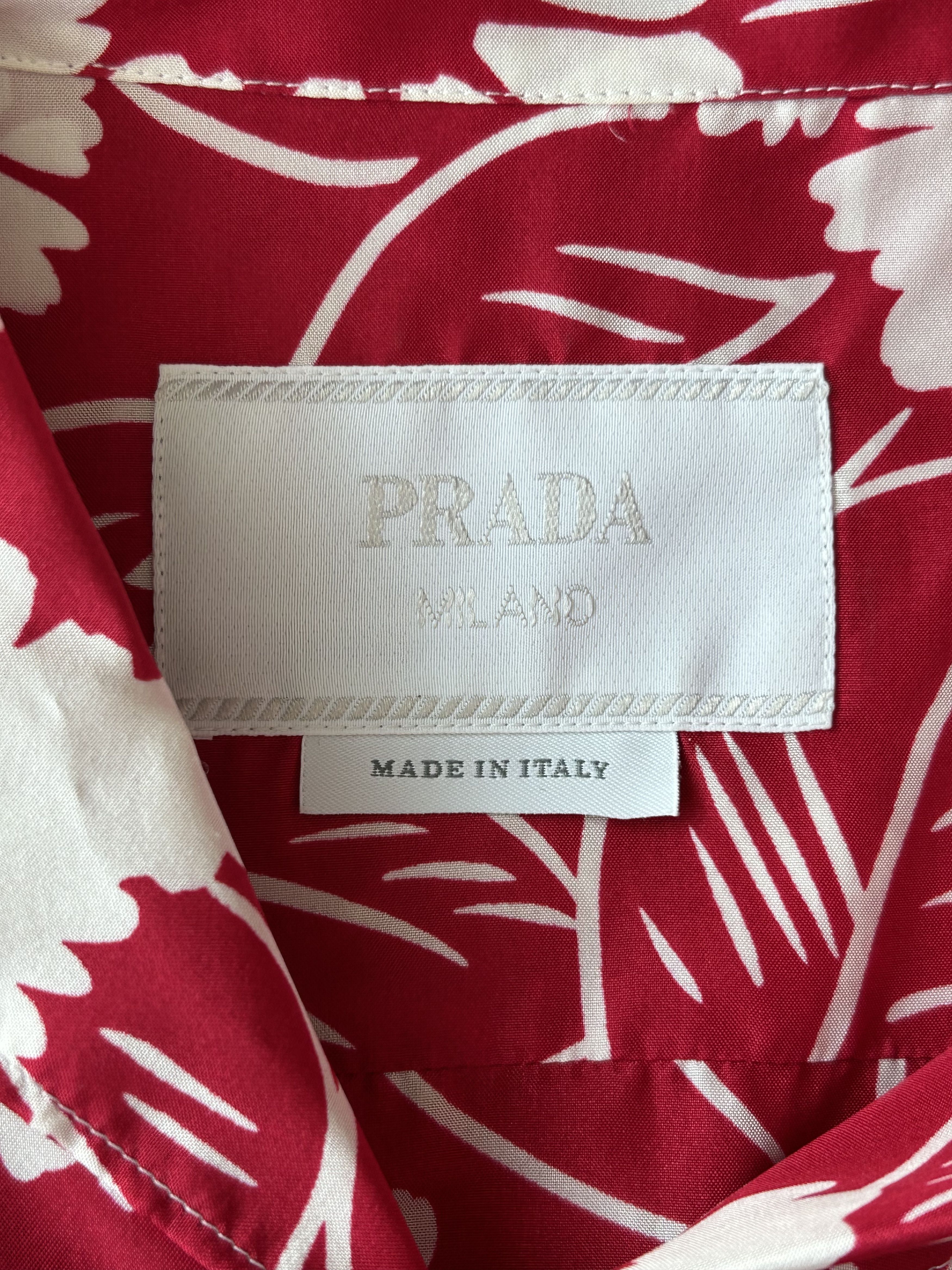 Prada Prada Red & White Floral Button Up Shirt Size US XXL / EU 58 / 5 - 3 Thumbnail