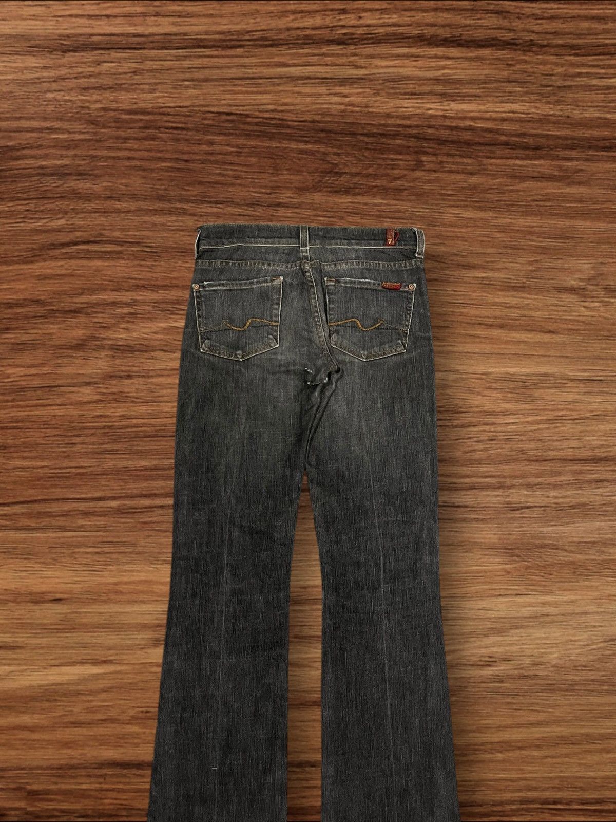 7 For All Mankind 7 For All Mankind Black Faded Washed Distressed Flare Jeans Size 29" - 6 Thumbnail
