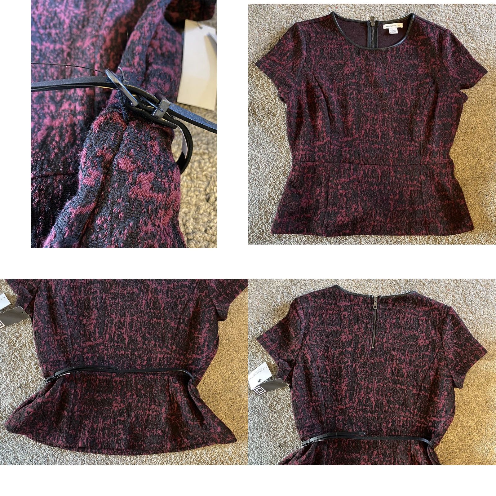 Liz Claiborne NWT New Liz Claiborne Top Shirt Women’s L Impressionist Dream Ruby Black Belt Size L / US 10 / IT 46 - 9 Thumbnail