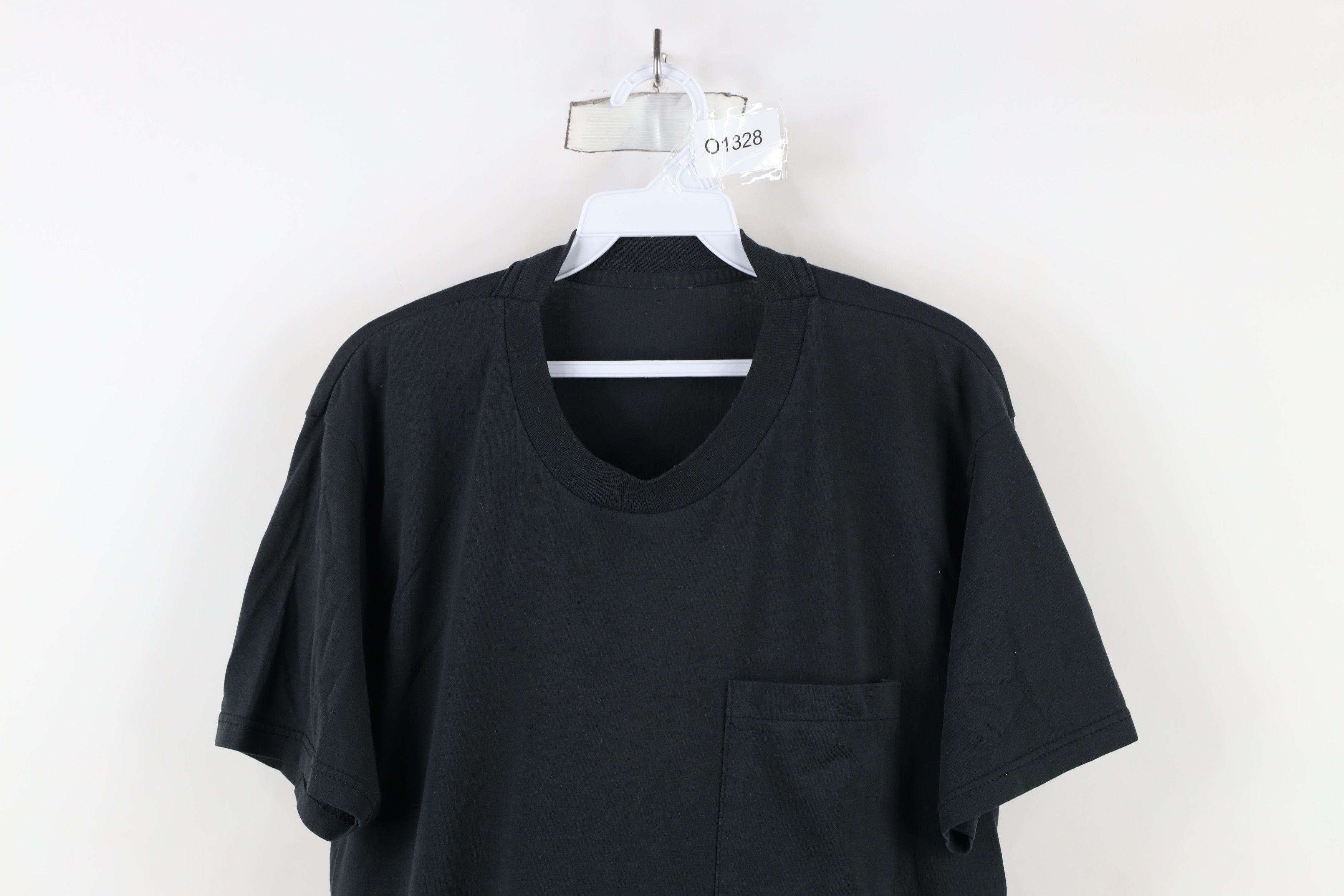 Vintage Vintage 90s Streetwear Blank Thin Pocket T-Shirt Black Size US M / EU 48-50 / 2 - 2 Thumbnail