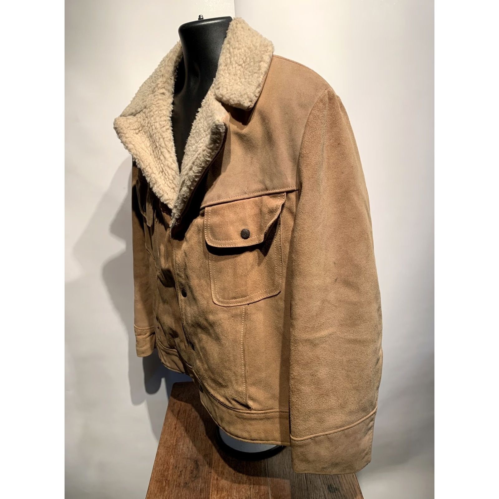 JCPenney VINTAGE Jcpenney Mountain Suede Leather Sherpa Lined Coat Jacket Mens 44 Western Vintage Size US S / EU 44-46 / 1 - 3 Thumbnail