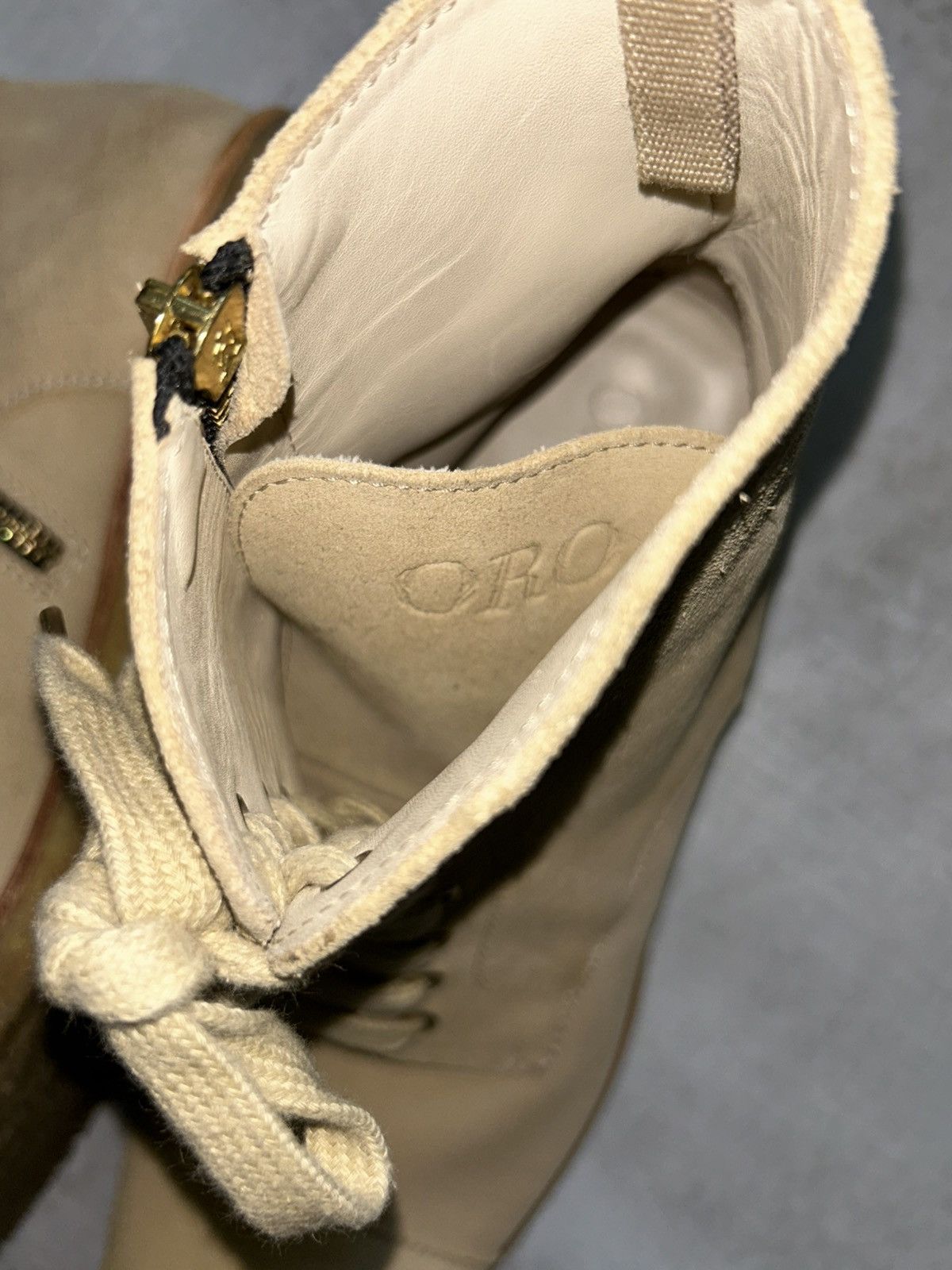 Oro Los Angeles ORO Los Angeles Beige Crepe Suede Combat Boots Size 10 Size US 10 / EU 43 - 4 Thumbnail