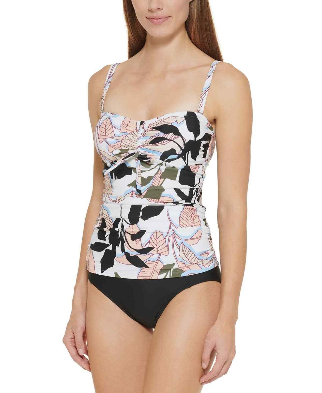 DKNY DKNY Women's Floral Printed Bandeau Bow Tankini Top XS Size ONE SIZE - 4 Thumbnail